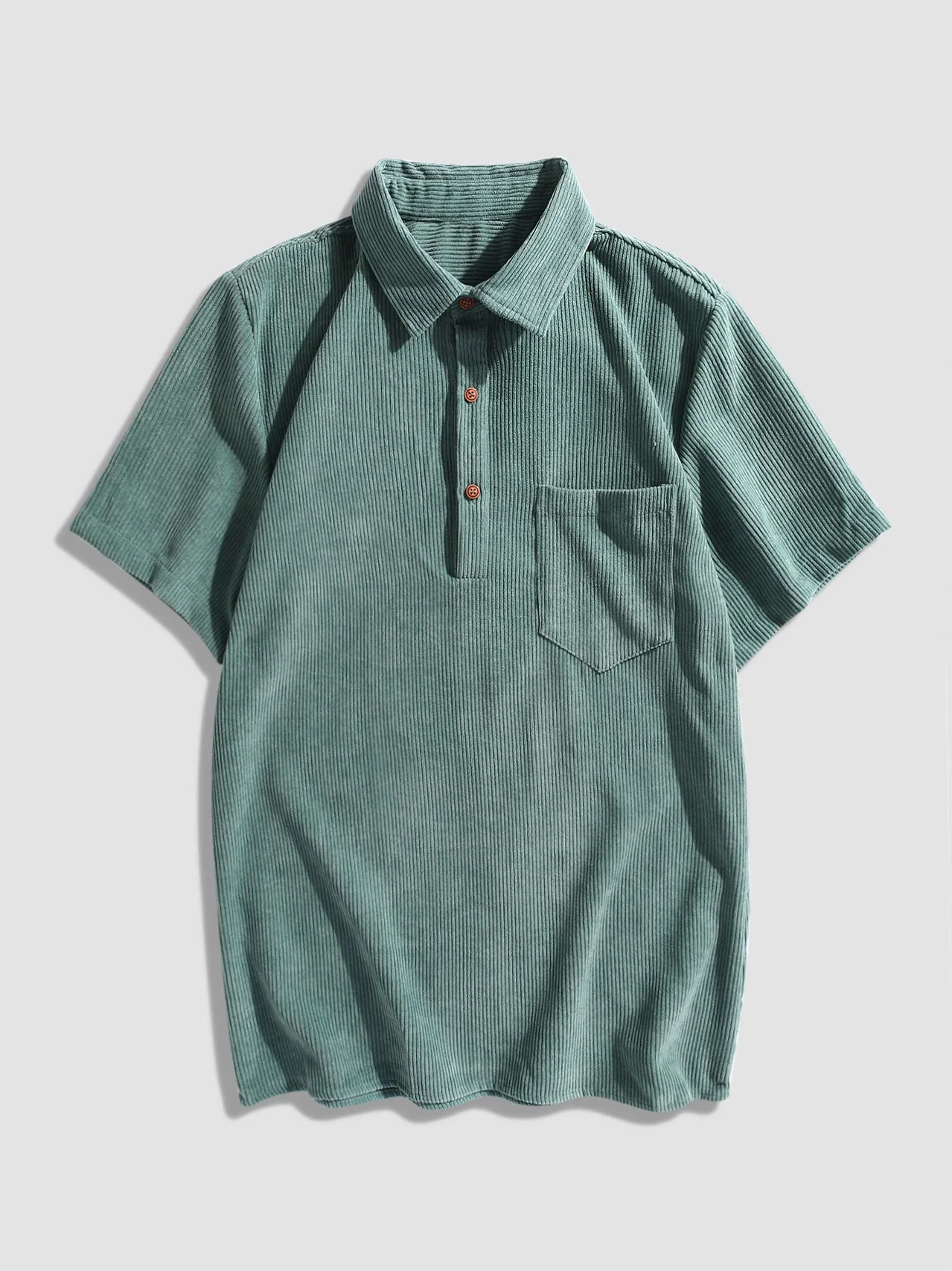 Abelardo® | Corduroy Solid Short Sleeve Basic Shirts