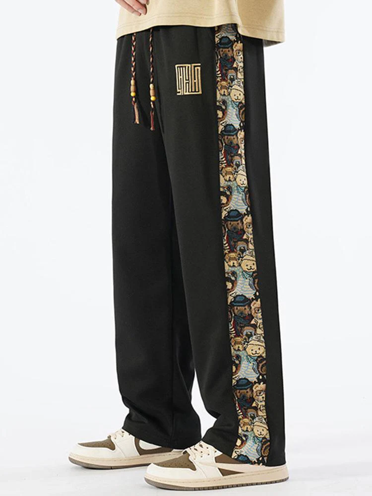 Adalberto® | Bear Print Patchwork Straight Leg Pants