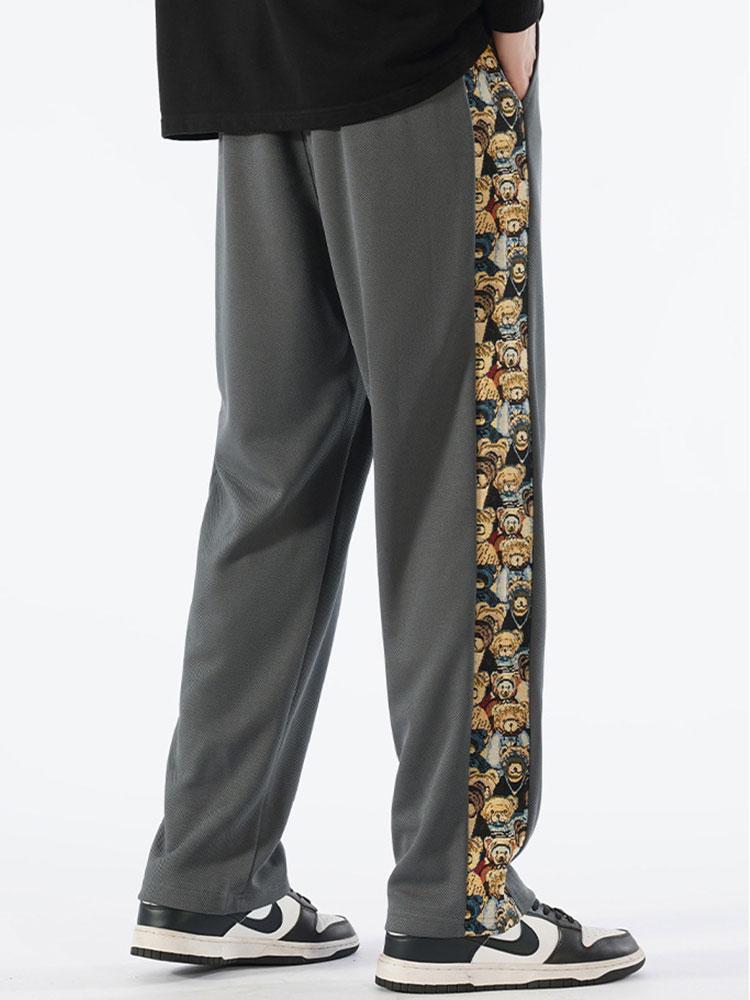 Adalberto® | Bear Print Patchwork Straight Leg Pants - Image 11