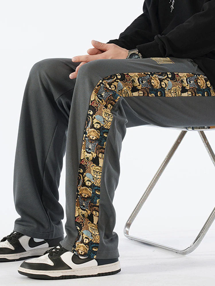 Adalberto® | Bear Print Patchwork Straight Leg Pants - Image 12