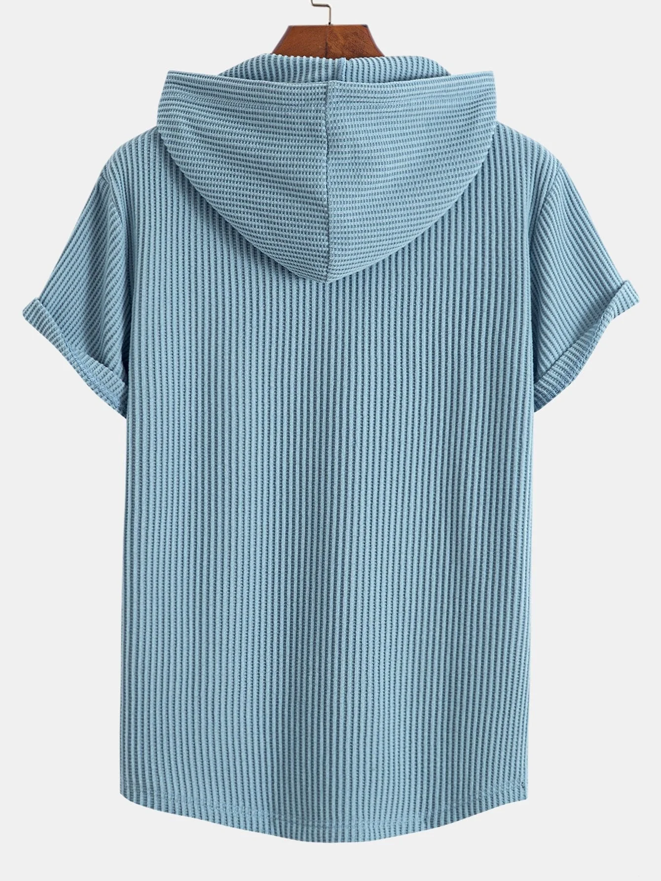 Adalton® | Knitted Waffle Arc Hem Hooded T-Shirt & Drawstring Waffle Shorts - Image 11