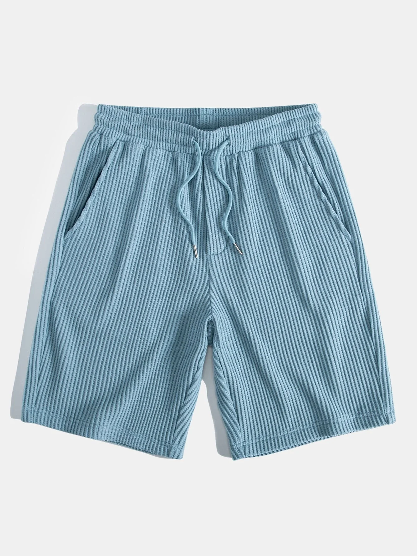 Adalton® | Knitted Waffle Arc Hem Hooded T-Shirt & Drawstring Waffle Shorts - Image 13