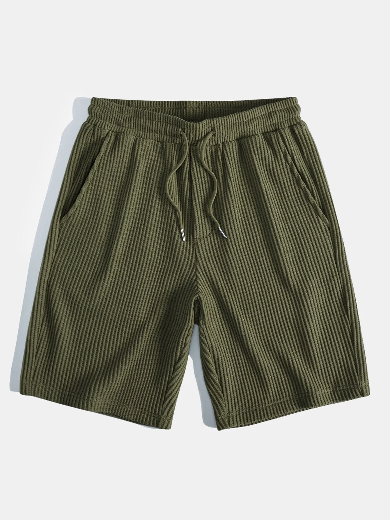Adalton® | Knitted Waffle Arc Hem Hooded T-Shirt & Drawstring Waffle Shorts - Image 15