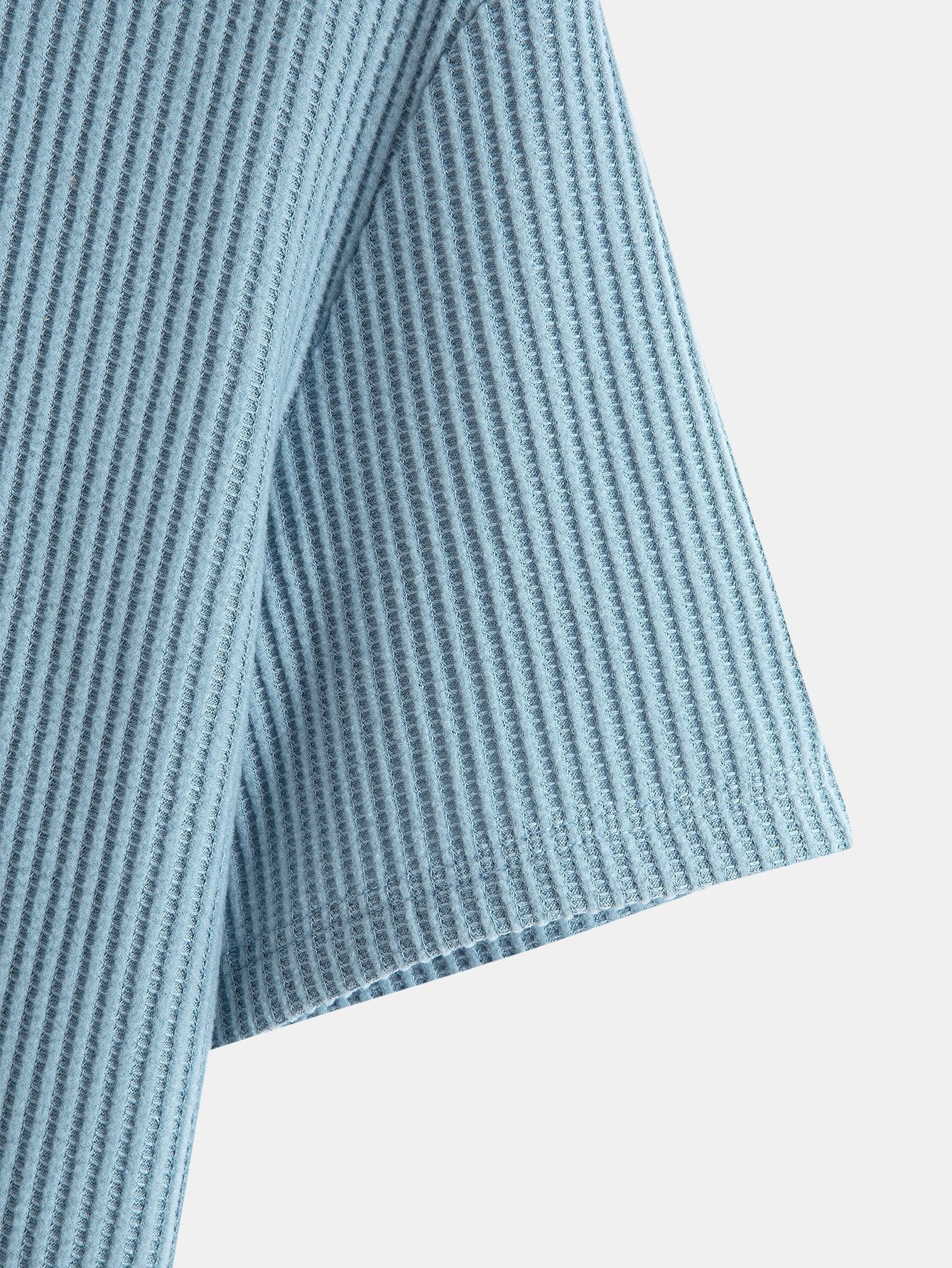 Adalton® | Knitted Waffle Arc Hem Hooded T-Shirt & Drawstring Waffle Shorts - Image 20