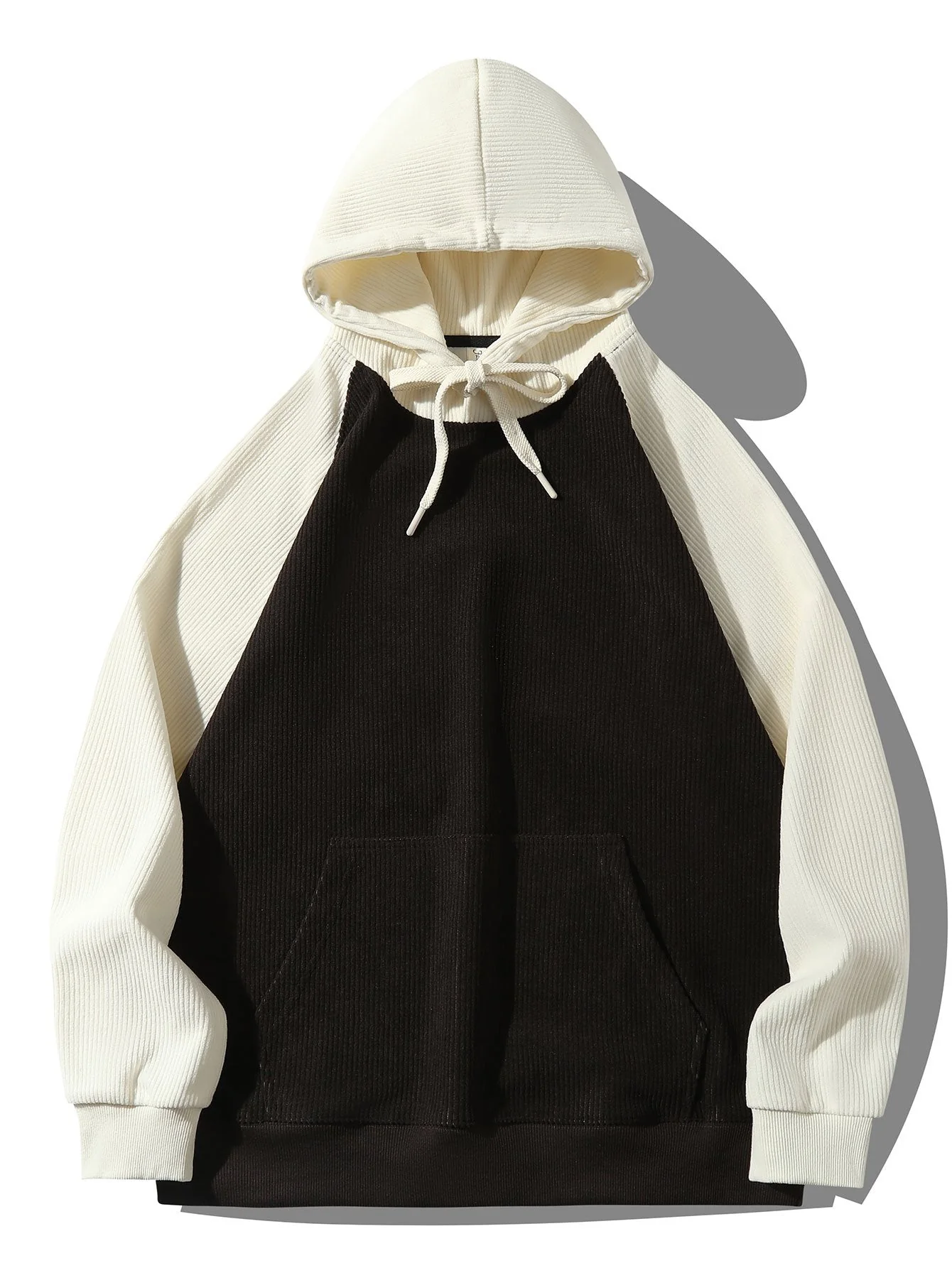 Adam | Paneled Corduroy Raglan Sleeves Hoodie - Image 7