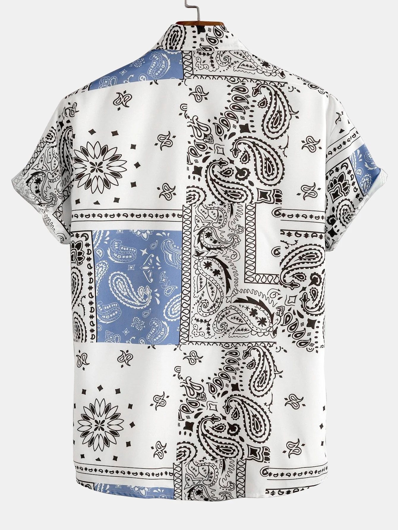 Adamo® | Paisley Print Button Up Shirt Random Pattern Design & Swim Shorts - Image 4