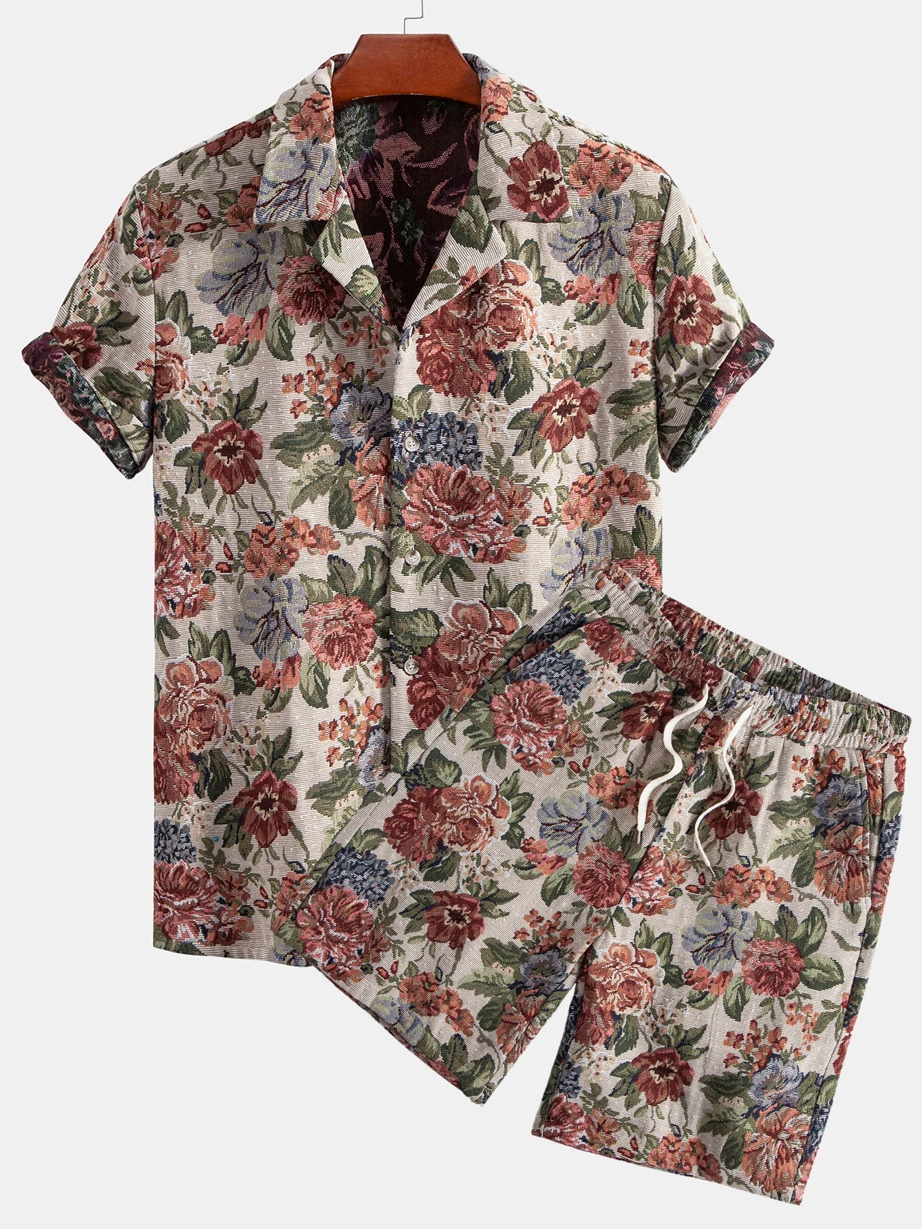 Addison® | Floral Jacquard Cuban Shirt & Shorts