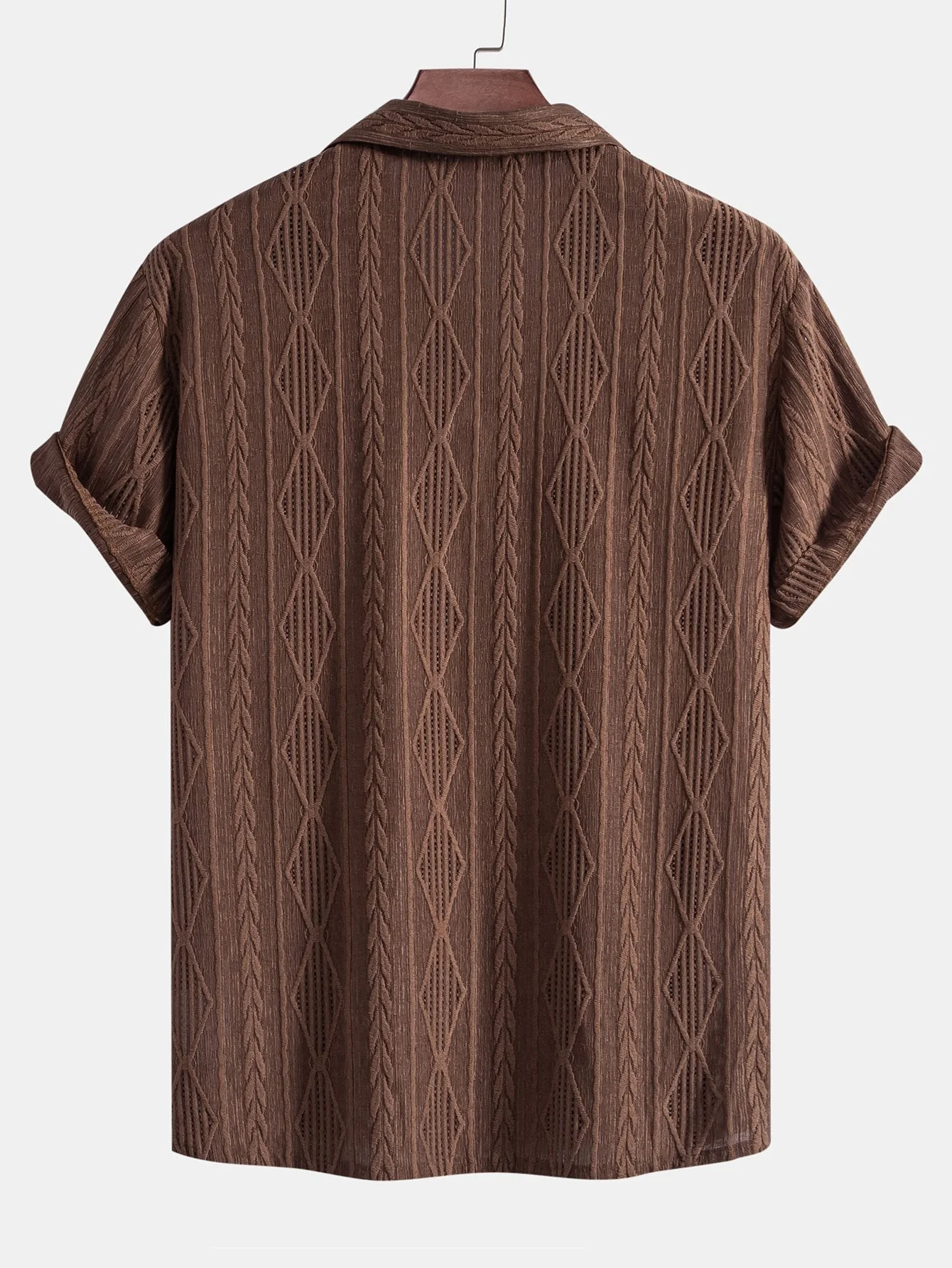 Adelin® | Geometric Jacquard Cuban Shirt & Linen Drawstring Shorts - Image 6