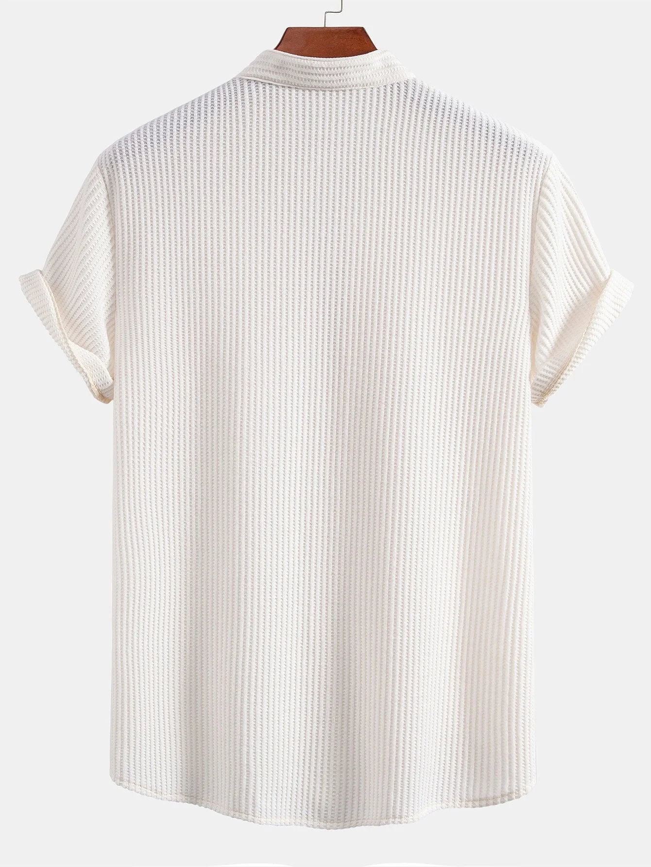 Adelmo® | Waffle Stand Collar Shirt & Drawstring Waffle Shorts - Image 8