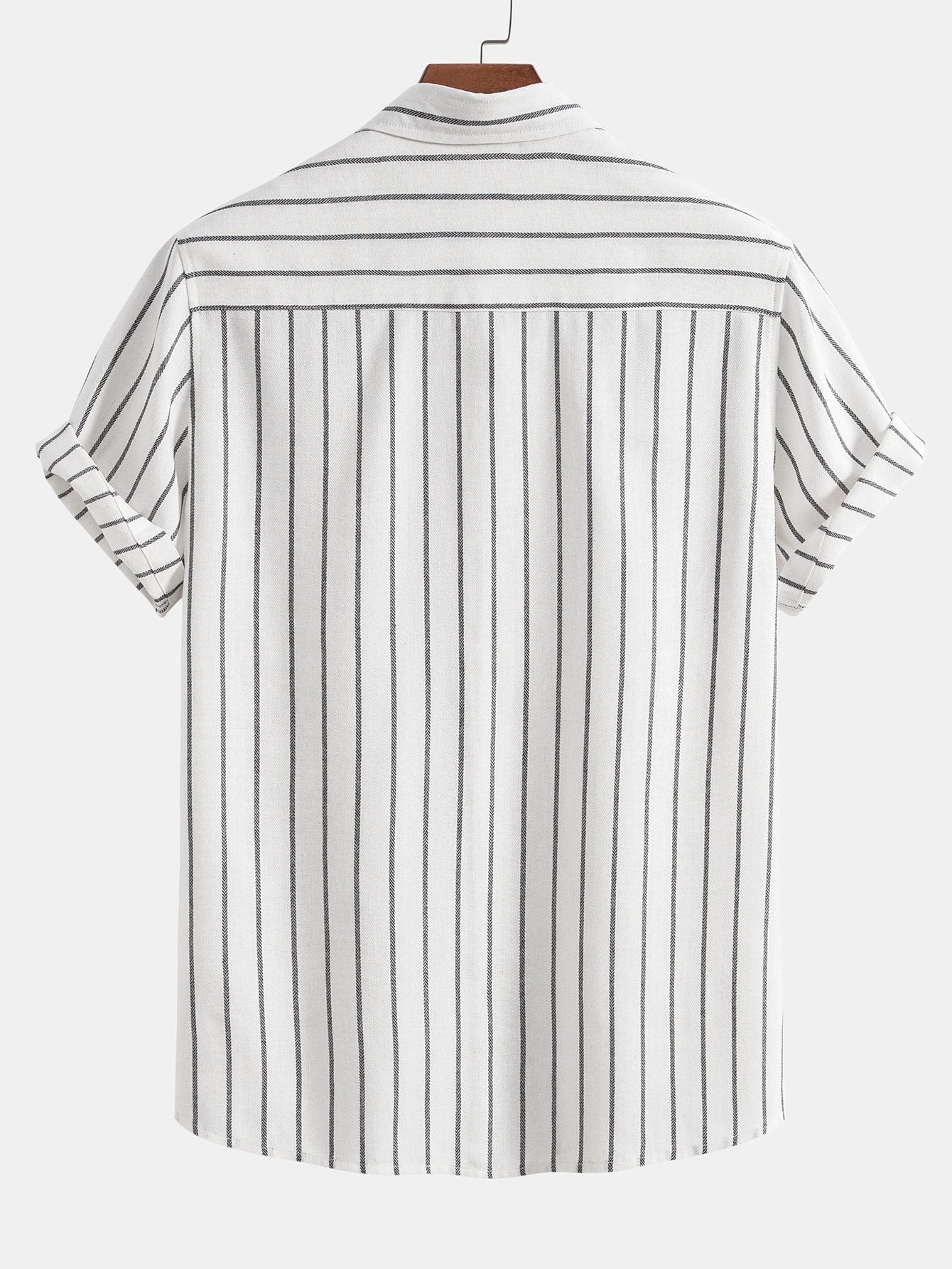 Adelphius® | Cotton Blend Striped Button Up Shirt & Linen Drawstring Shorts - Image 5