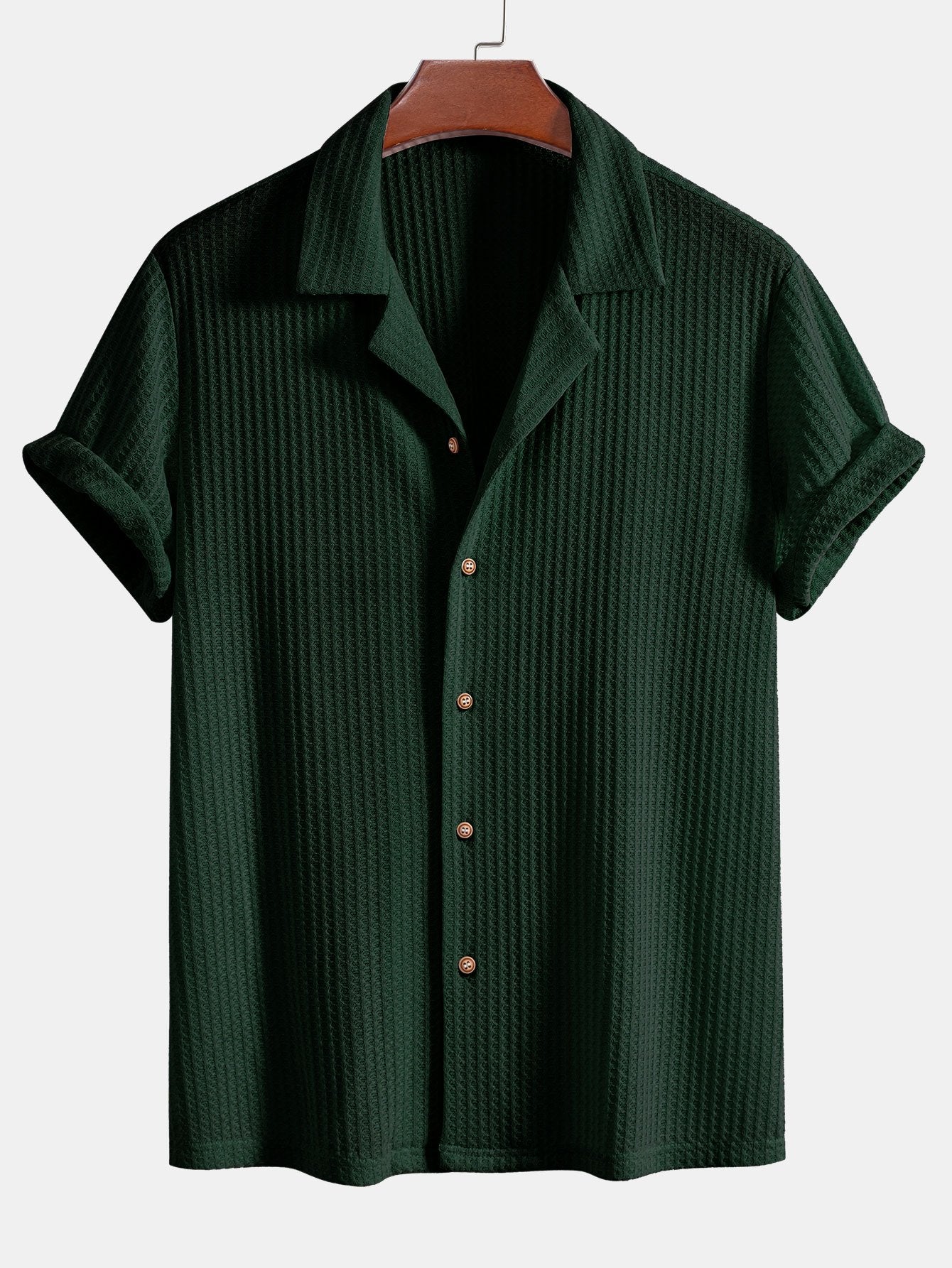 Adlai® | Short Sleeve Knitted Waffle Cuban Shirt & Straight Leg Linen Pants - Image 7