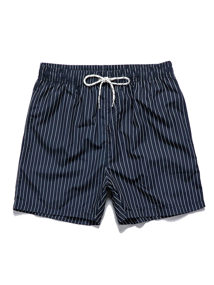 Admeto® | Palm Trees Print Button Up Shirt & Striped Print Swim Shorts - Image 4