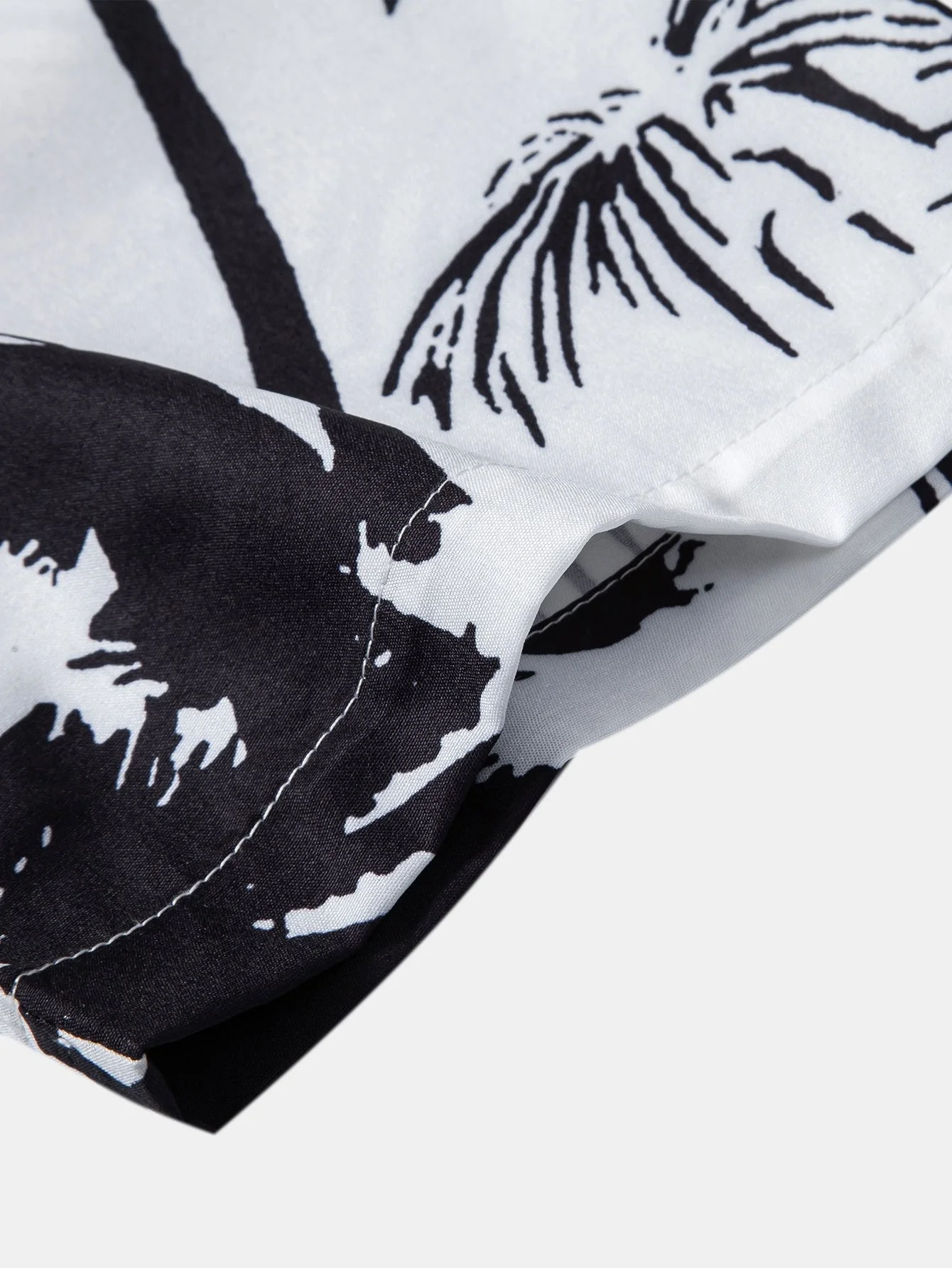 Admeto® | Palm Trees Print Button Up Shirt & Striped Print Swim Shorts - Image 8