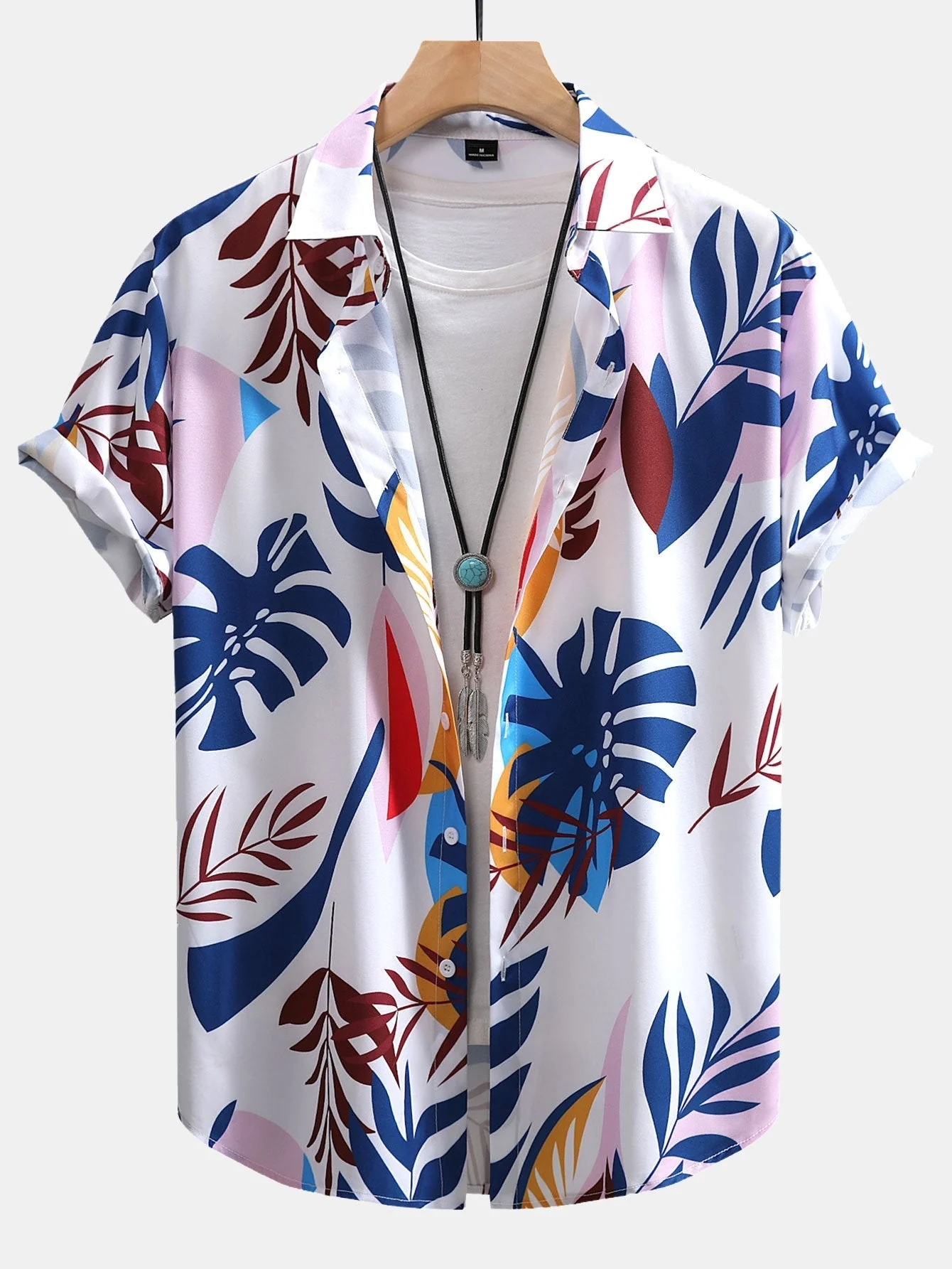 Adonis® | Colorful Leaf Print Button Up Shirt & Swim Shorts - Image 4
