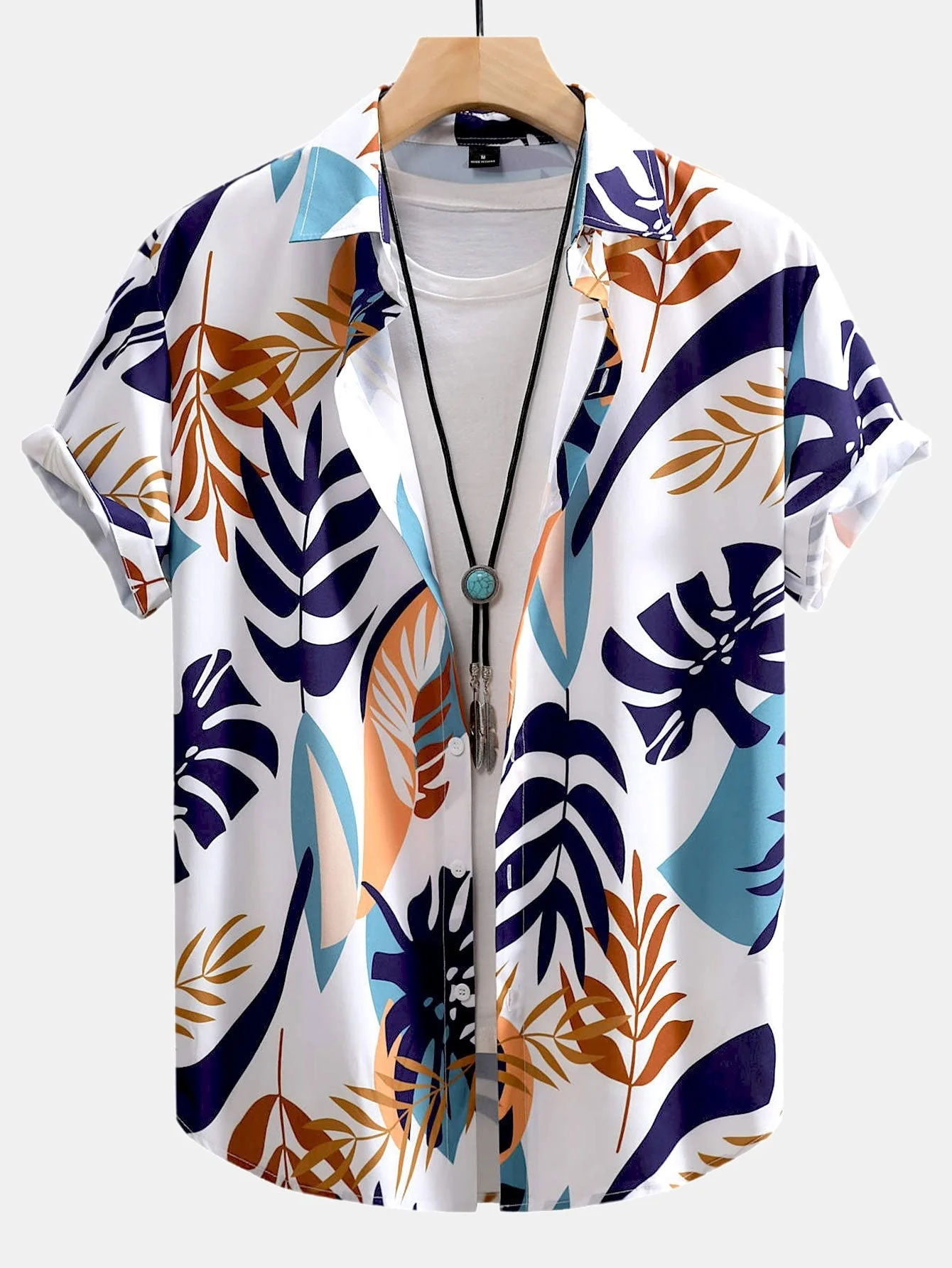 Adonis® | Colorful Leaf Print Button Up Shirt & Swim Shorts - Image 6