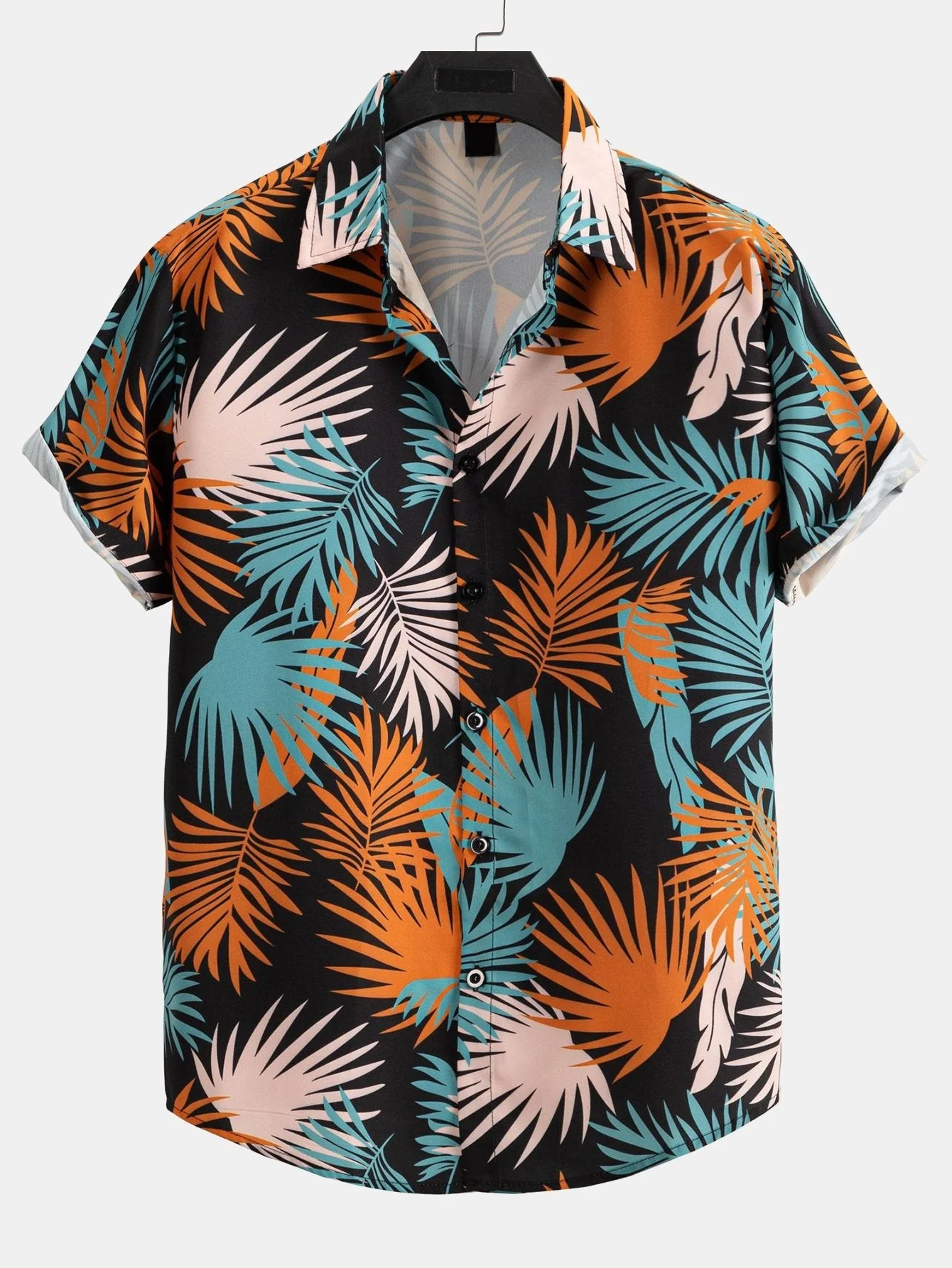 Adrastos® | Leaf Print Button Up Shirt & Man Mid Length Drawstring Swim Shorts - Image 6