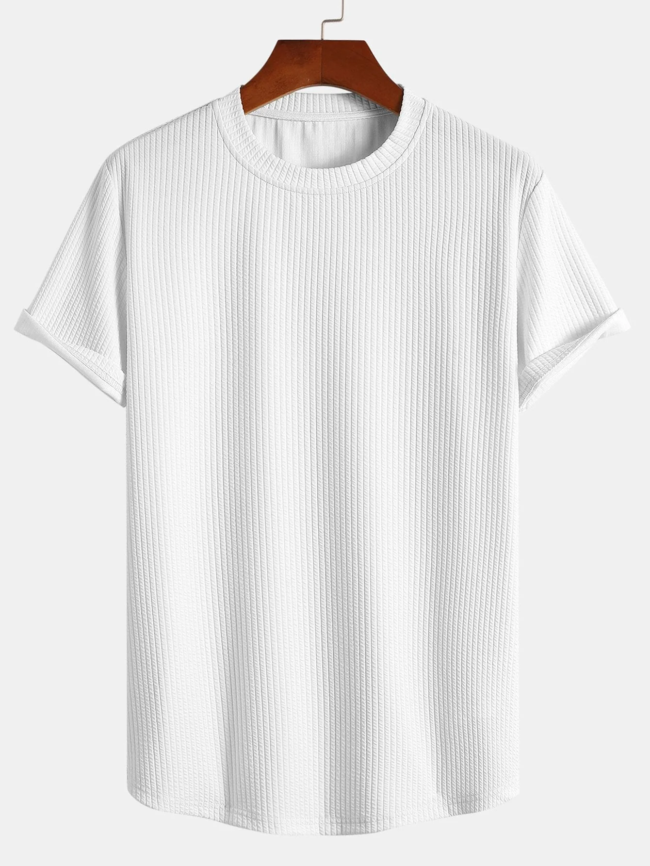 Aeolus® | Muscle Fit Ribbed Arc Hem T-Shirt & Straight Leg Ribbed Pants - Image 4