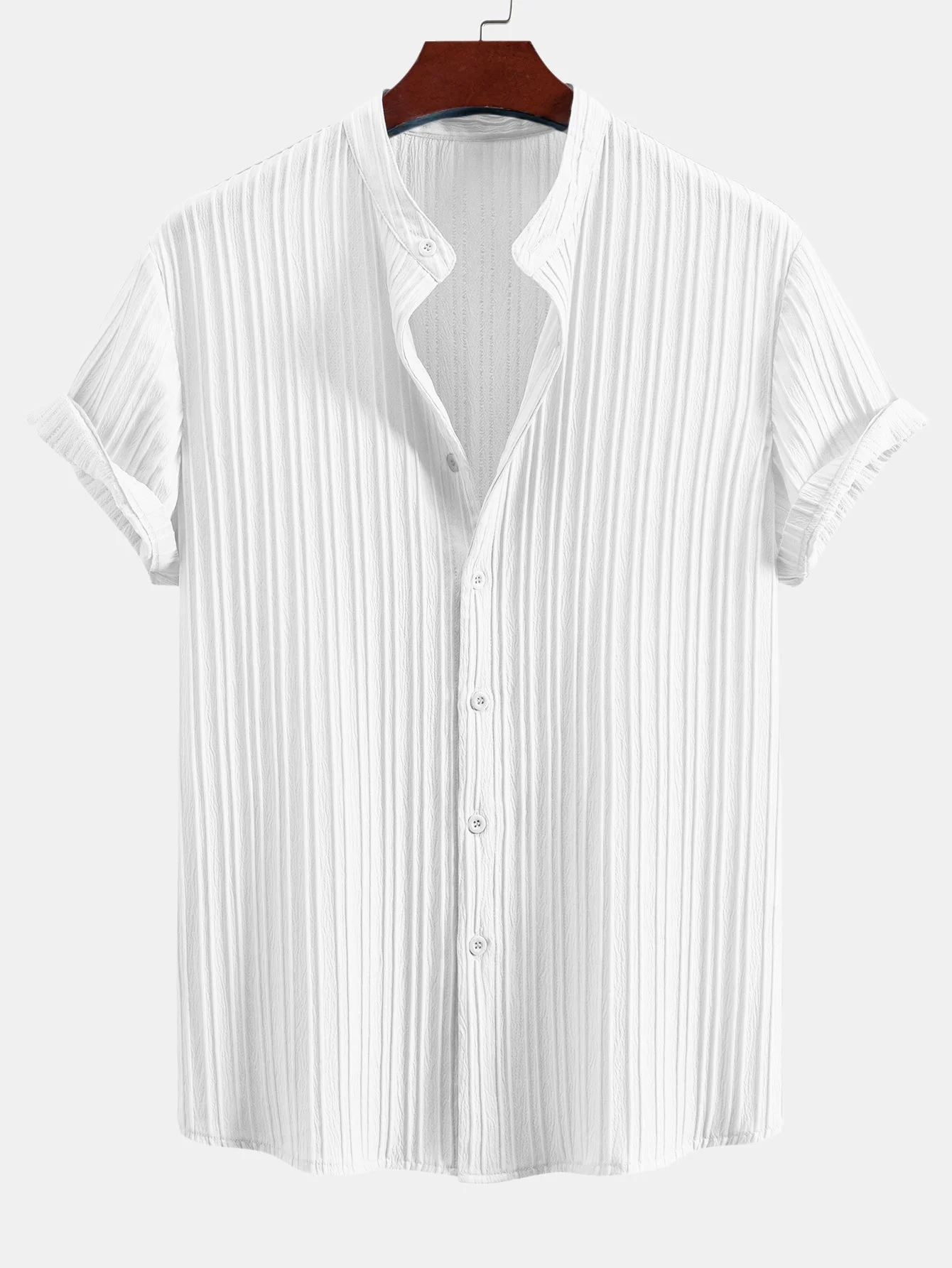 Afton® | Textured Stand Collar Shirt & Straight Leg Pants - Image 3