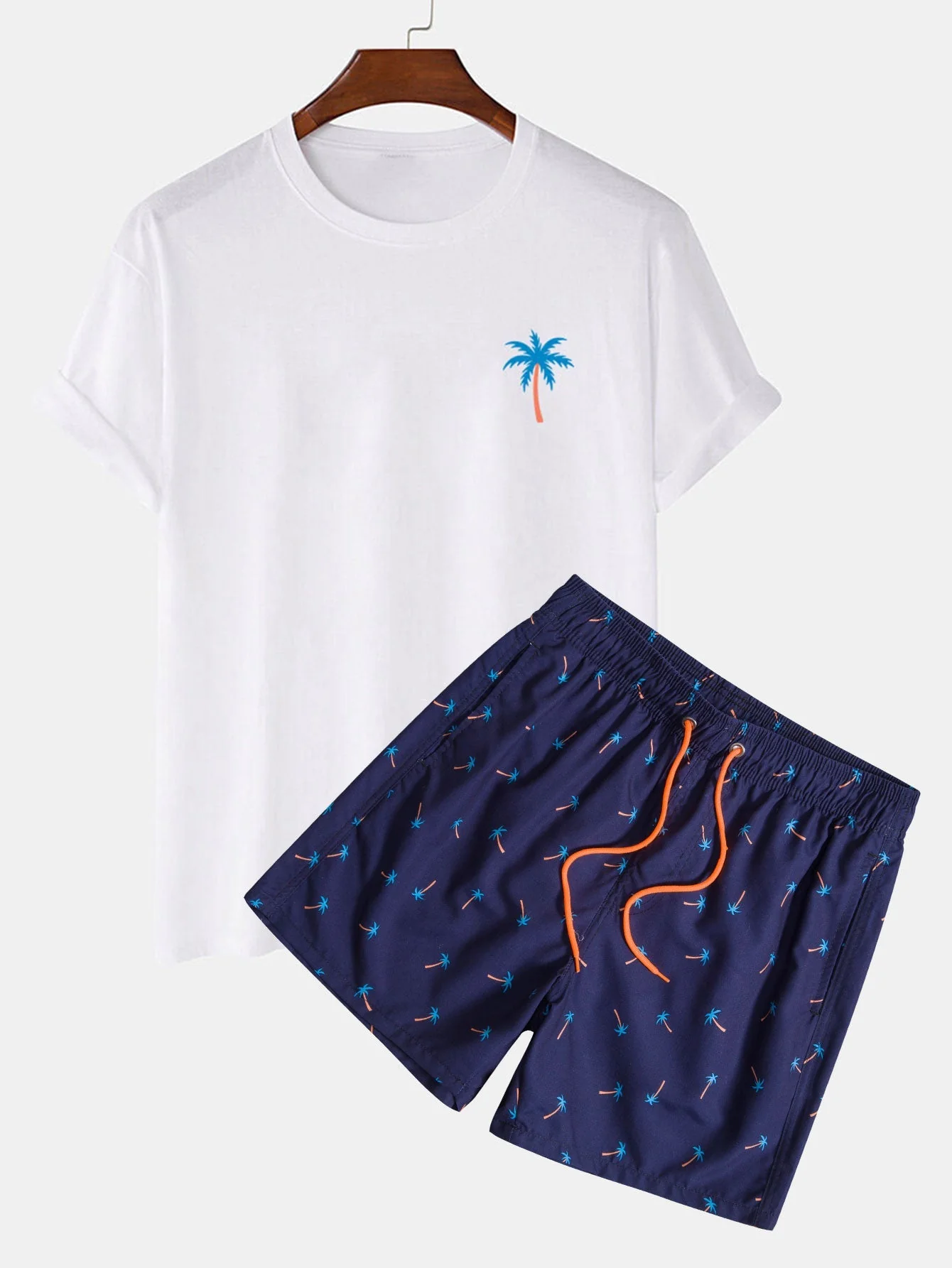 Agis® | Palm Tree Print T-Shirt & Swim Shorts - Image 2