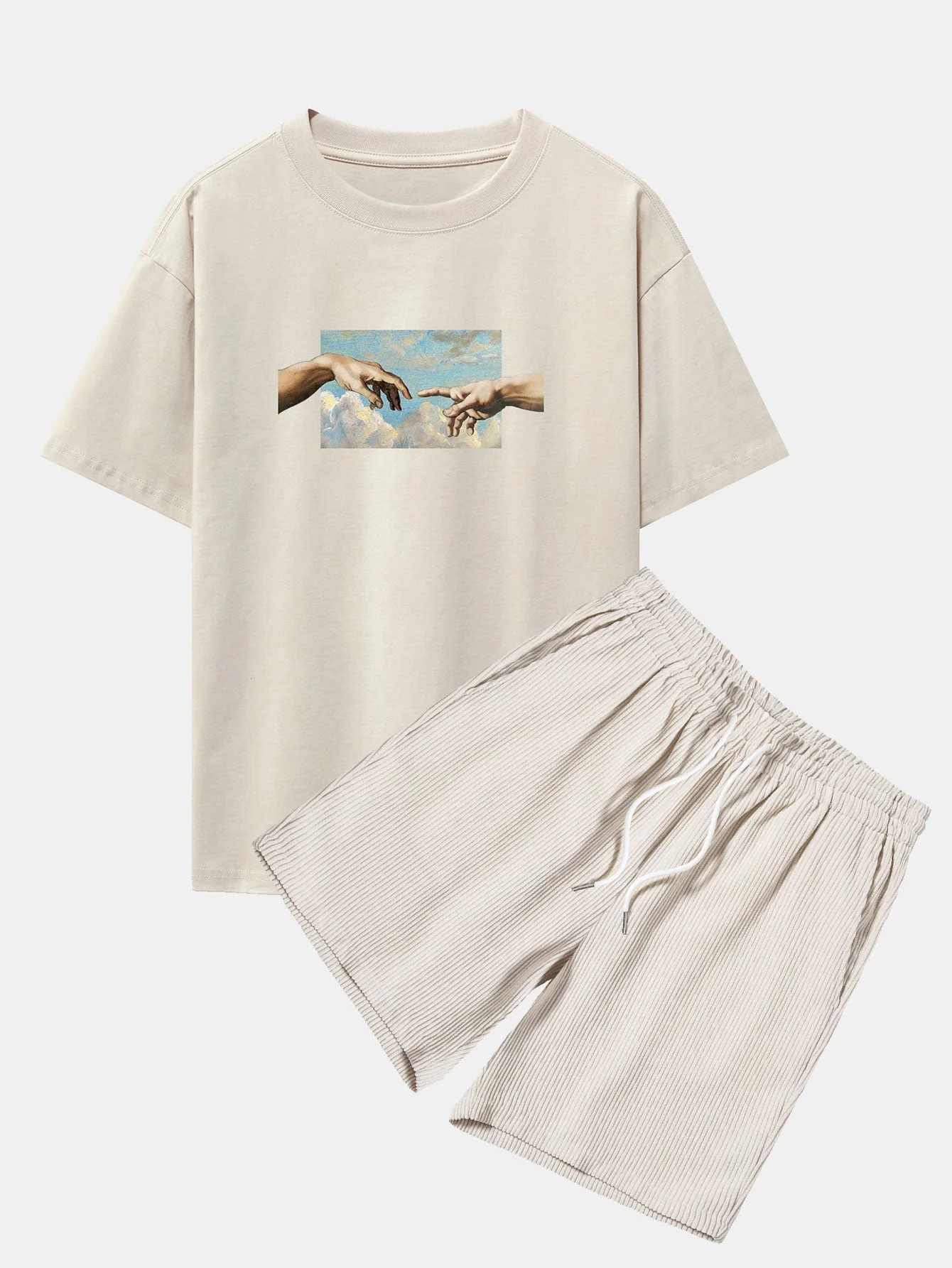 Agostino® | Create Adam Print Heavy Weight Oversize T-Shirt & Corduroy Shorts