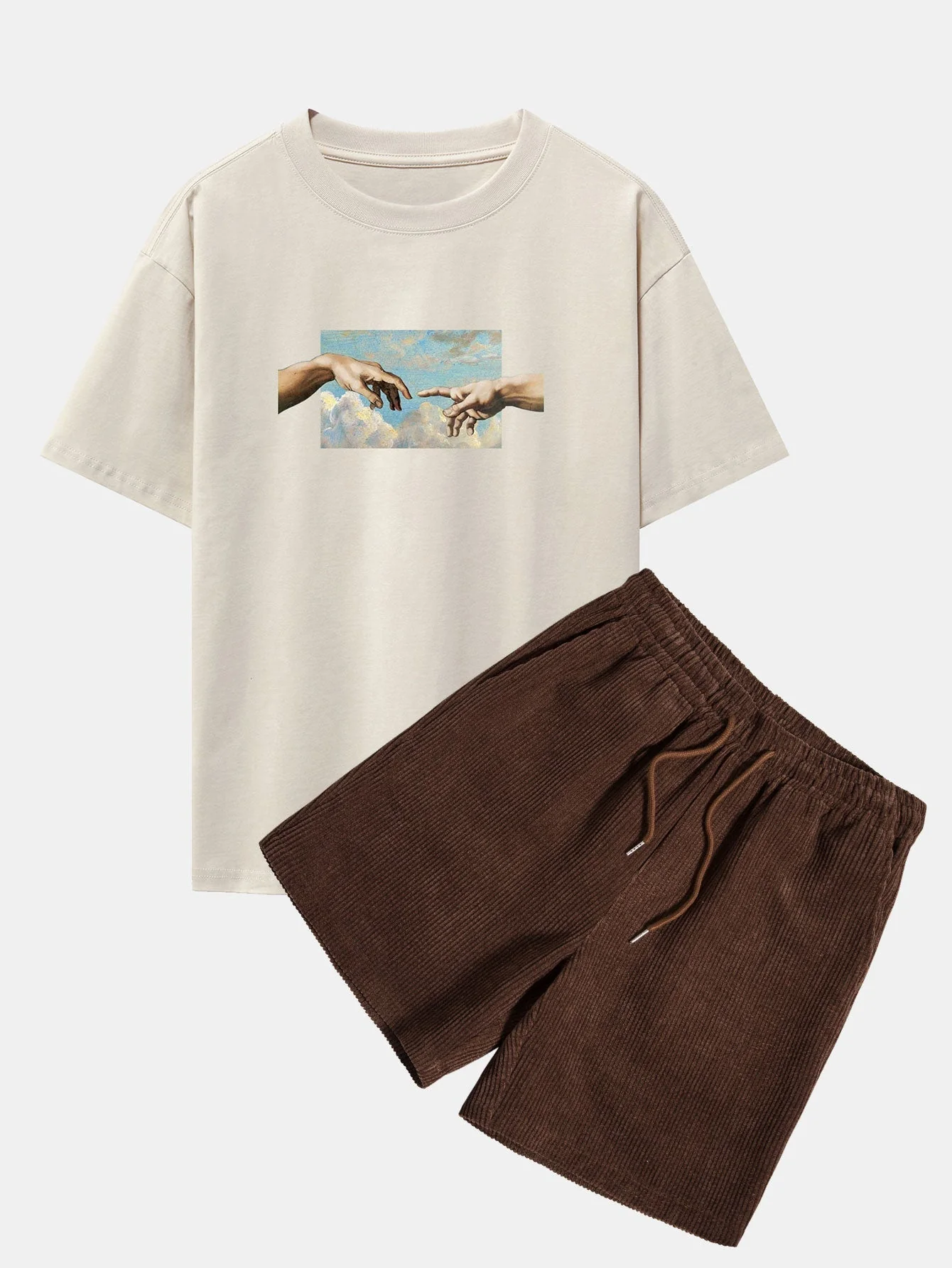 Agostino® | Create Adam Print Heavy Weight Oversize T-Shirt & Corduroy Shorts - Image 4