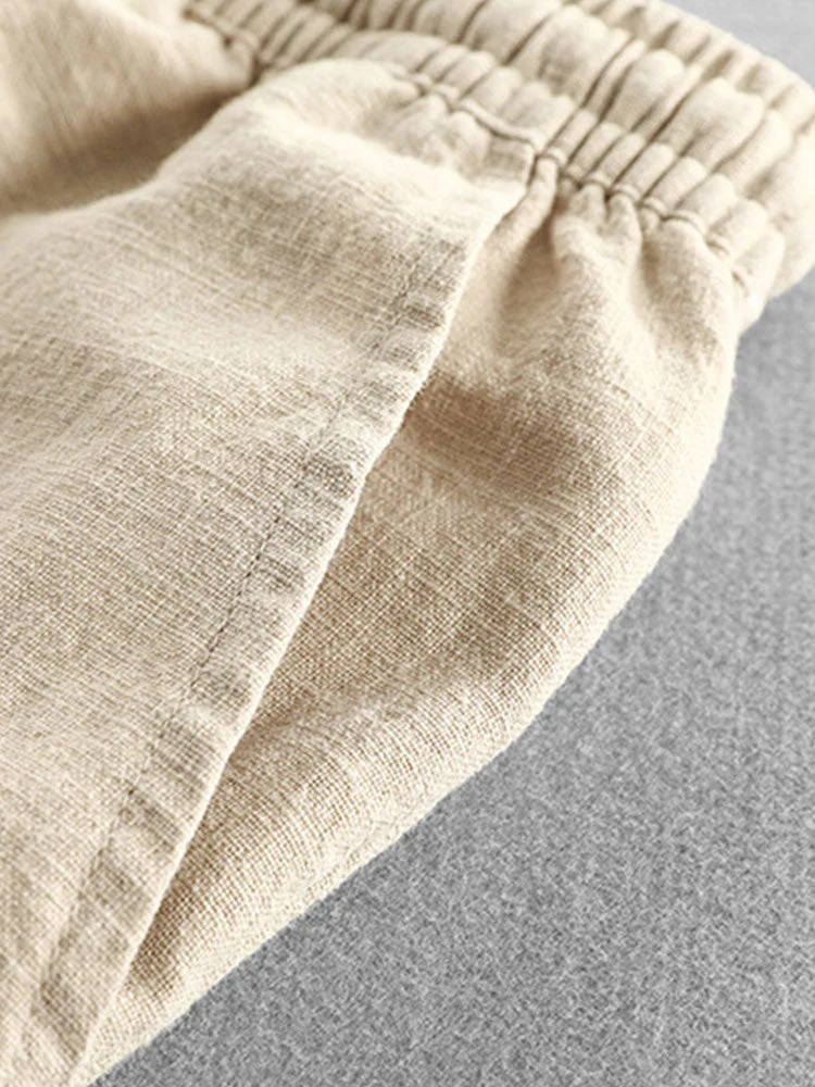 Ahab® | Linen And Rayon Blend Stand Collar Shirt & Linen Cotton Blend Drawstring Shorts - Image 18