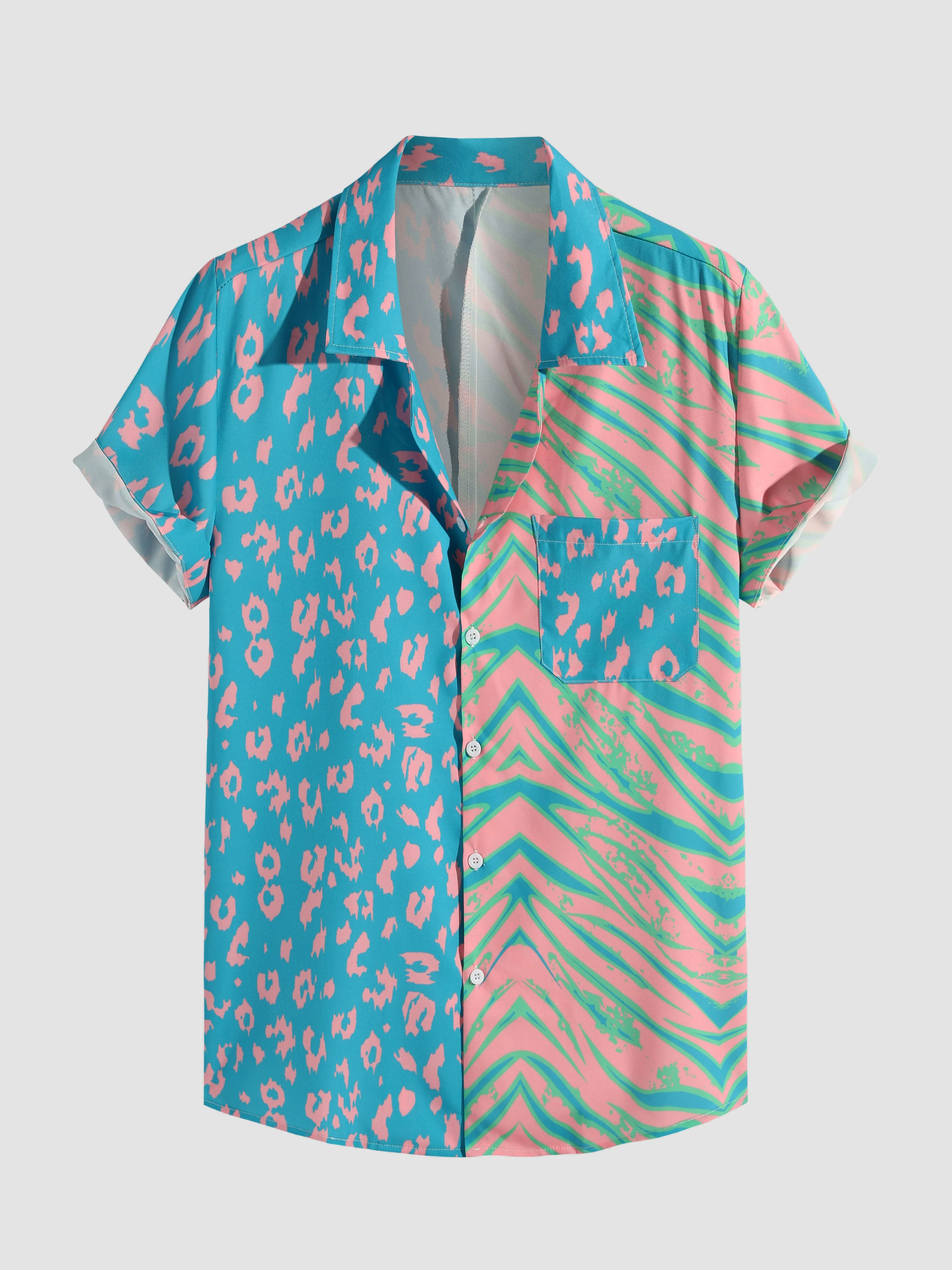 Aiken® | Animal Pattern Print Patchwork Shirts
