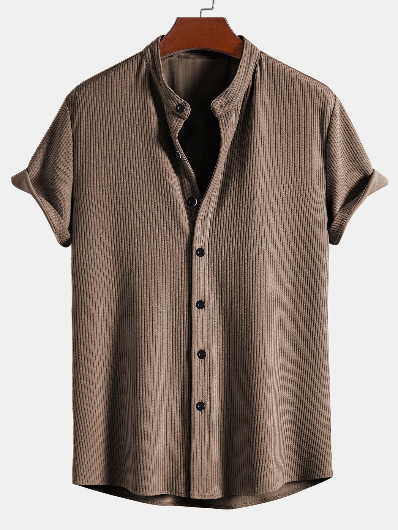 Aiolos® | Muscle Fit Stand Collar Ribbed Shirt - Image 2
