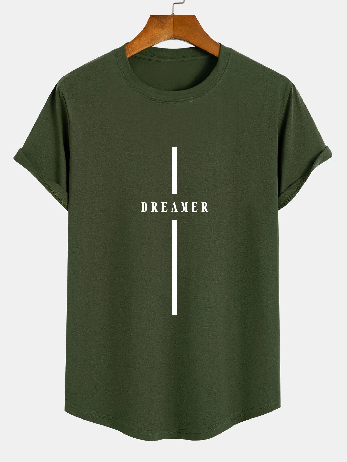 Alan® | Stripe Dreamer Print Cotton Arc Hem T-Shirt - Image 5