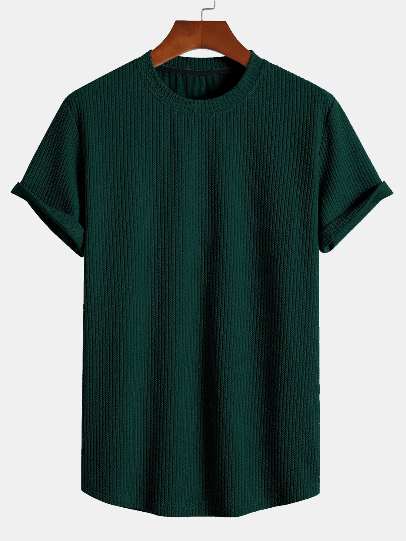 Albano® | Muscle Fit Ribbed Arc Hem T-Shirt - Image 3