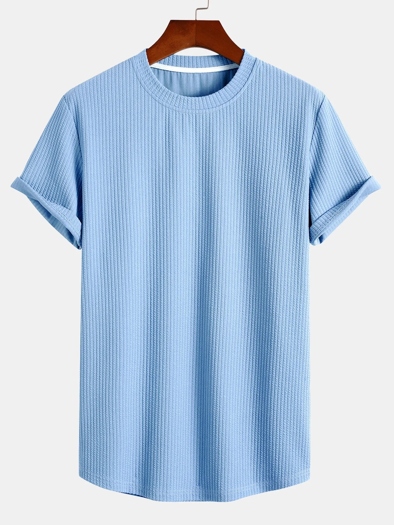 Albano® | Muscle Fit Ribbed Arc Hem T-Shirt - Image 4