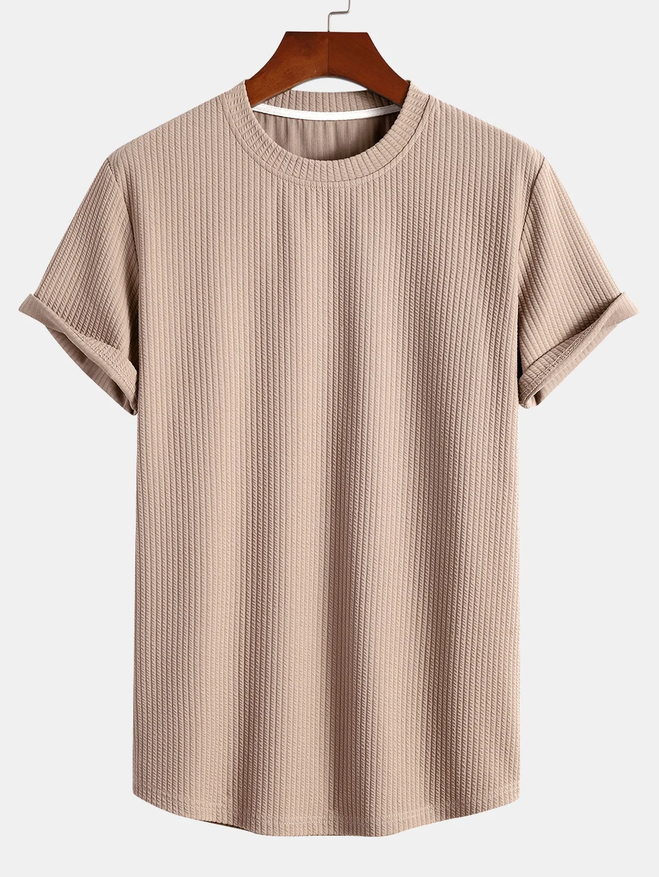 Albano® | Muscle Fit Ribbed Arc Hem T-Shirt - Image 6