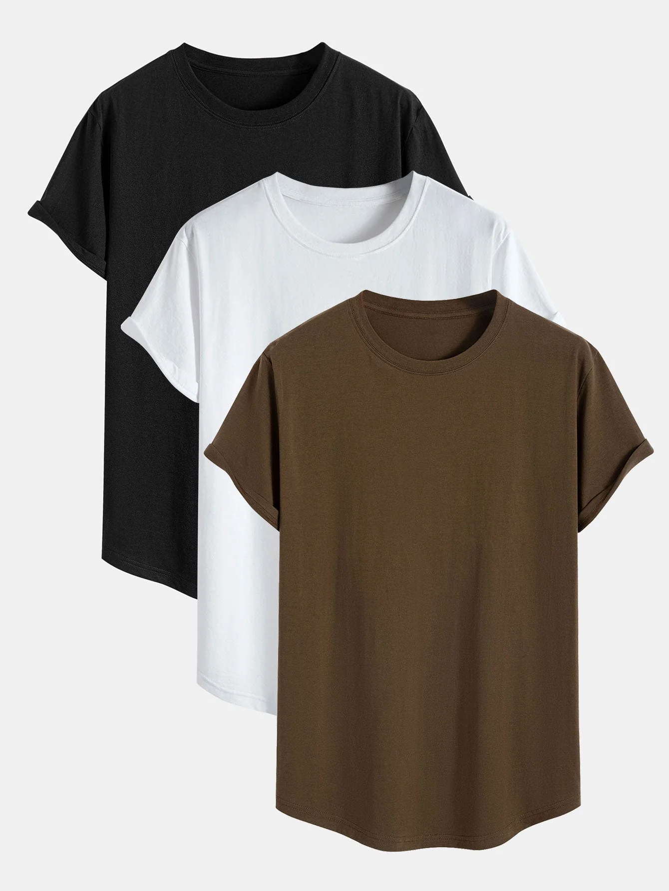 Albert® | 3 Pieces Basic Cotton Arc Hem T-Shirts - Image 3