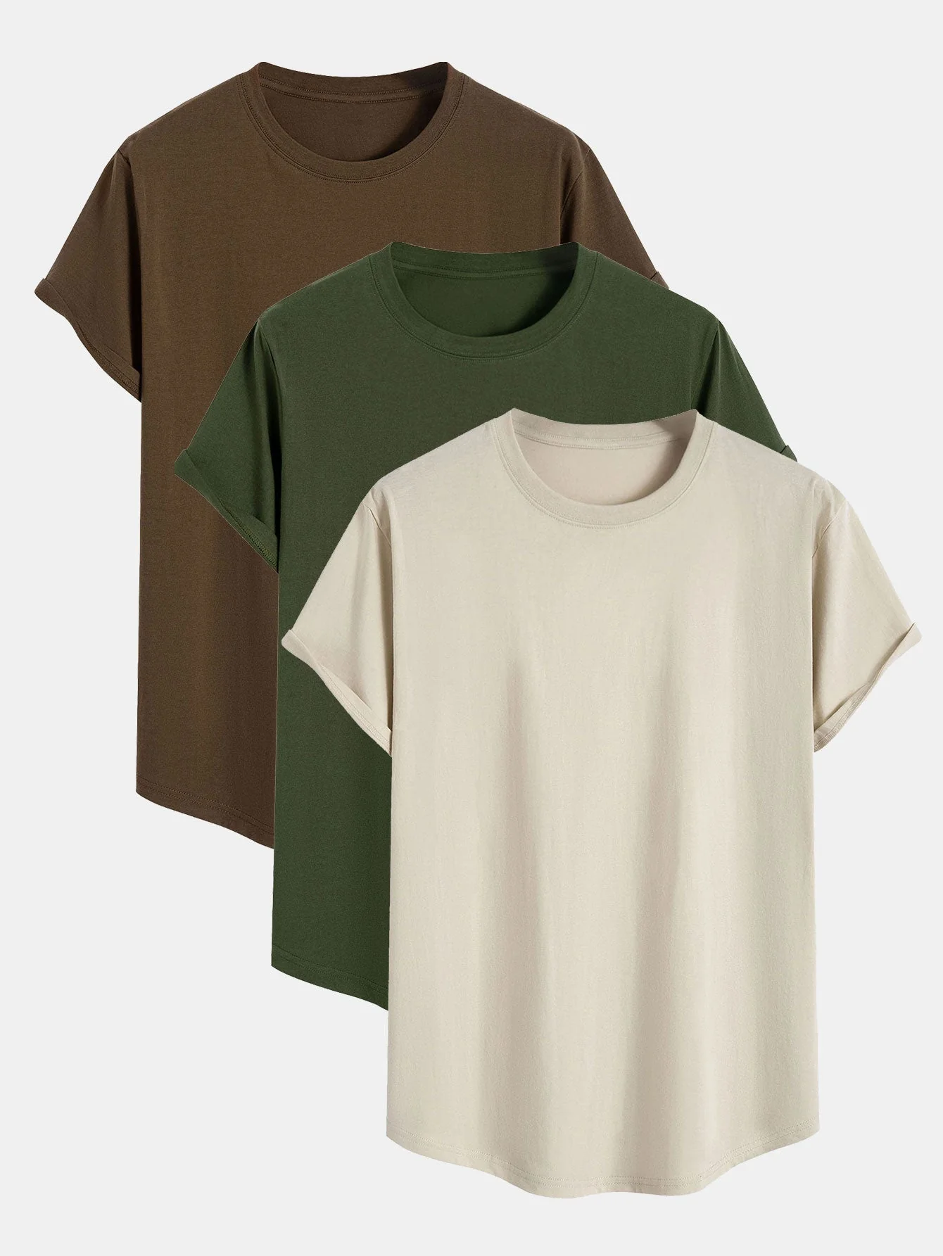 Albert® | 3 Pieces Basic Cotton Arc Hem T-Shirts - Image 4