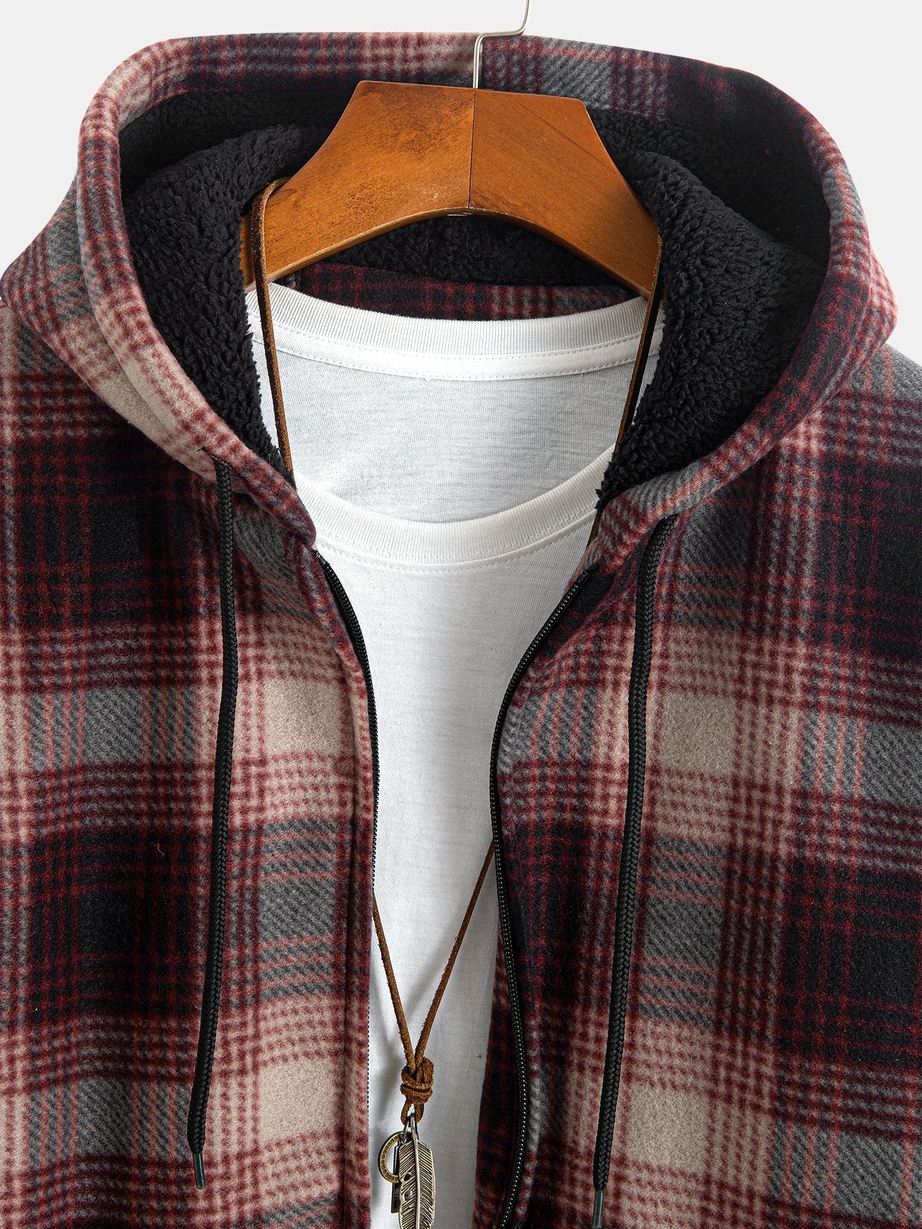 Albert | Teddy Fleece Lined Flannel Plaid Hoodie - Image 3