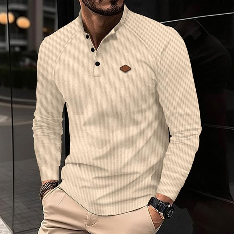 Alceo® | Men's Casual Waffle Henley Collar Raglan Long Sleeve T-Shirt 51518862Y - Image 3