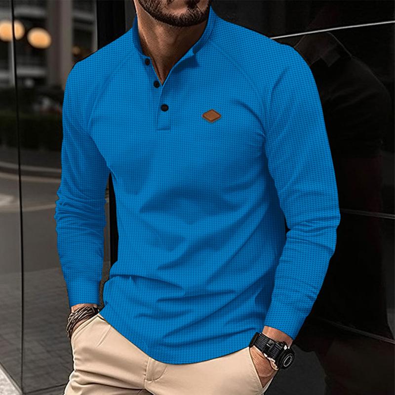 Alceo® | Men's Casual Waffle Henley Collar Raglan Long Sleeve T-Shirt 51518862Y - Image 9