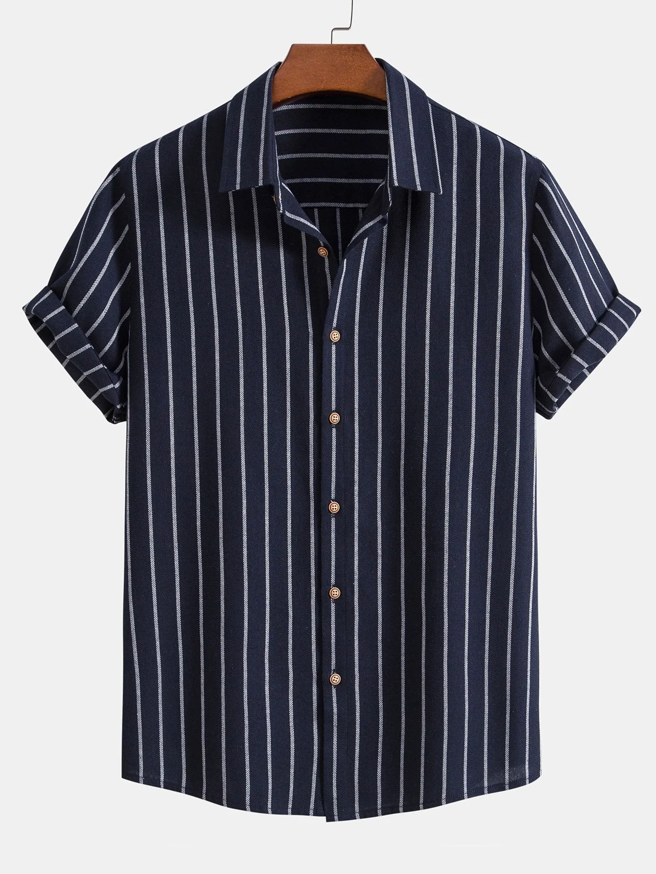 Alcibiades® | Cotton Blend Striped Button Up Shirt - Image 3