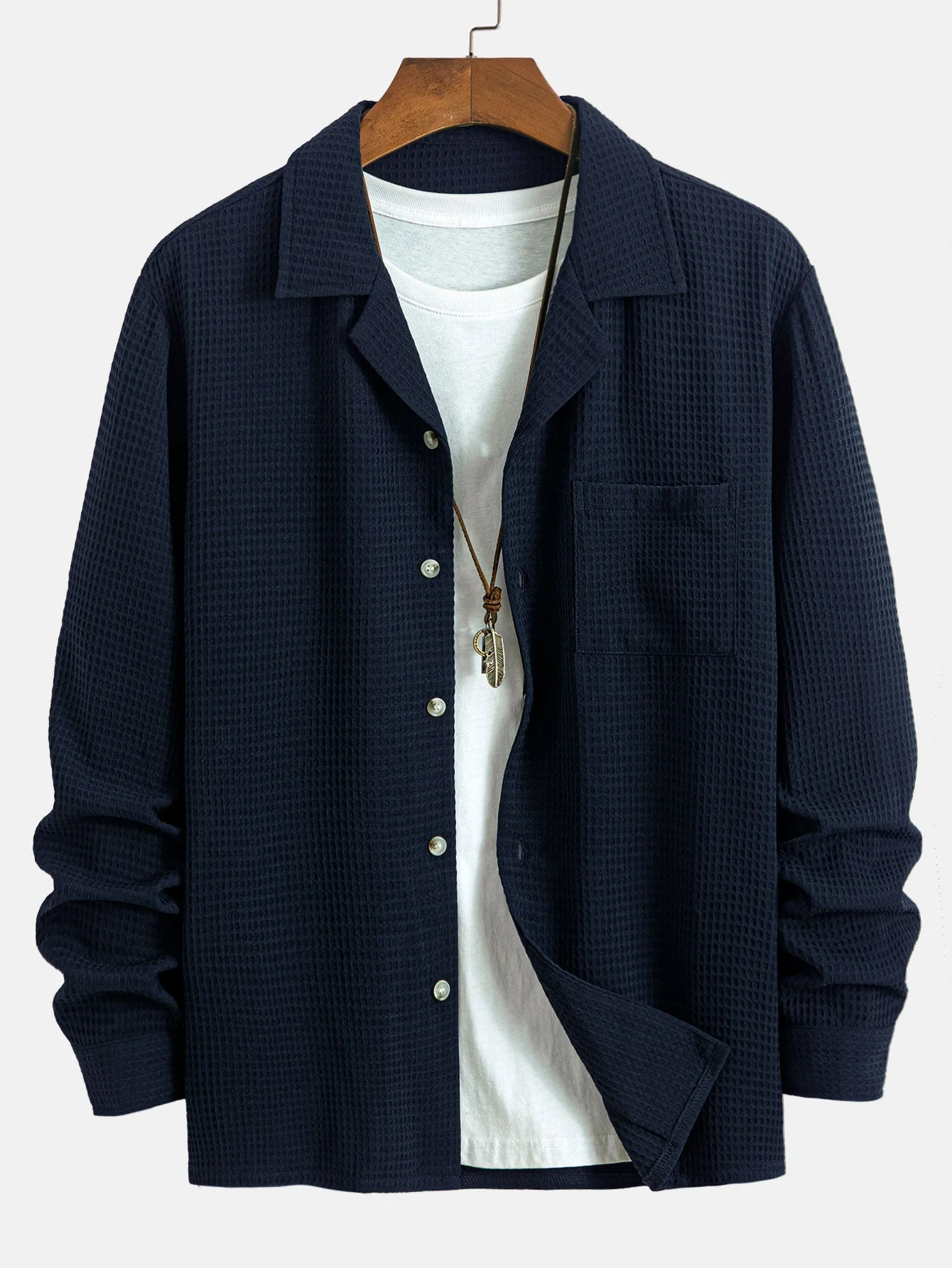 Alcidas® | Long Sleeve Waffle Cuban Collar Shirt - Image 3