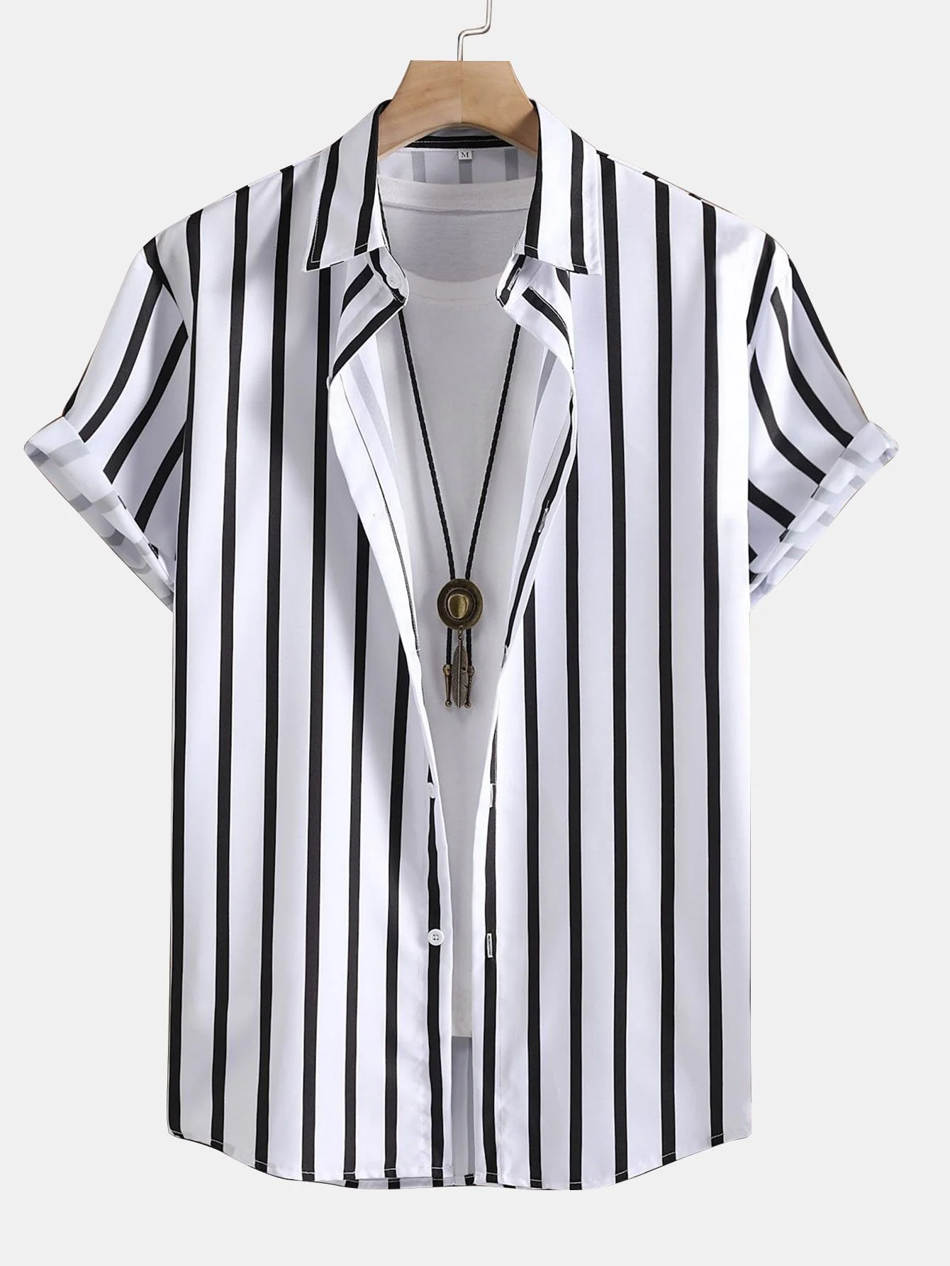 Aldebrand® | Stripe Print Button Up Shirt