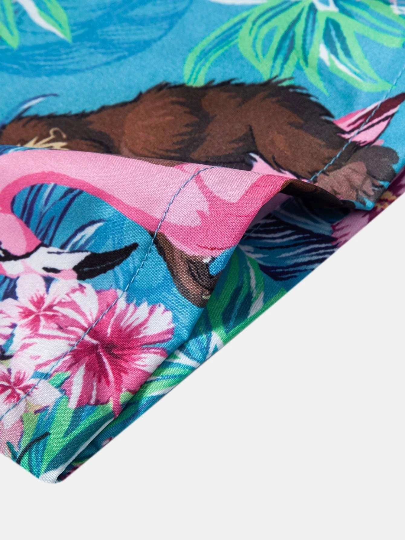Aldegund® | Tropical Plants And Orangutan Print Button Up Shirt - Image 4