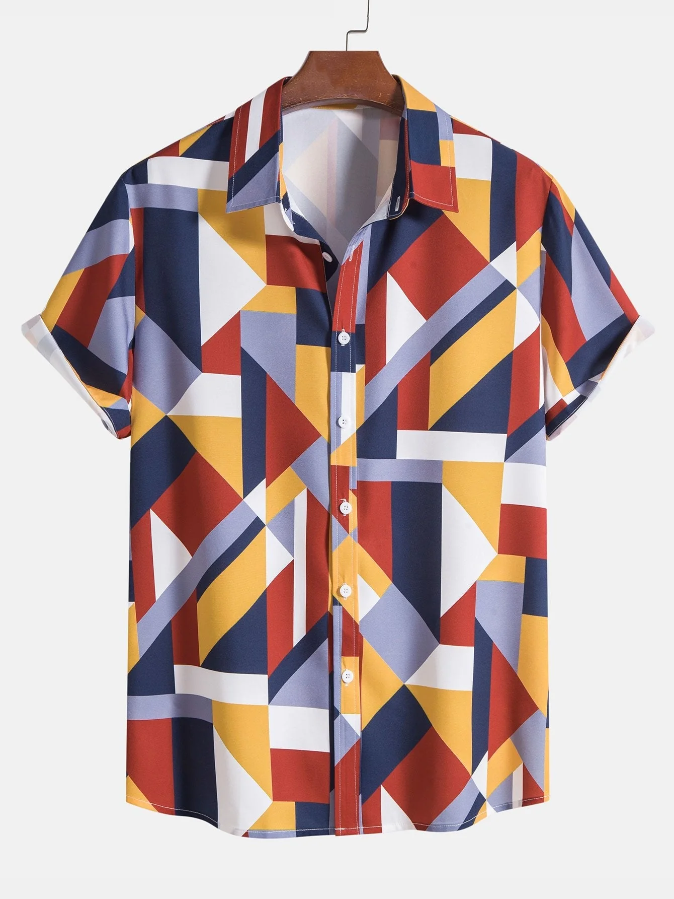 Alesio® | Geometric Print Button Up Shirt