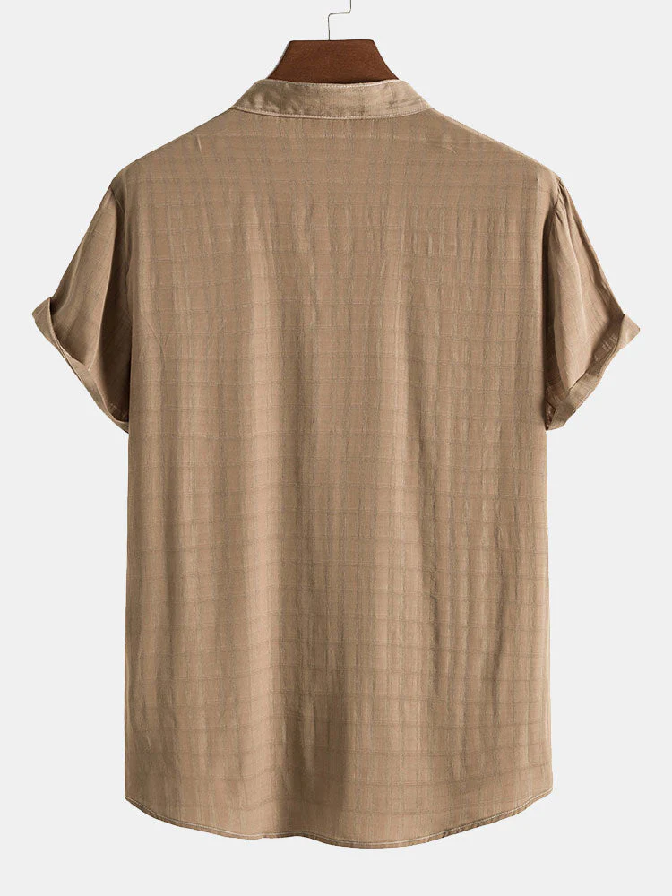 Alessandro® | Textured Fabric Stand Collar Shirt - Image 2