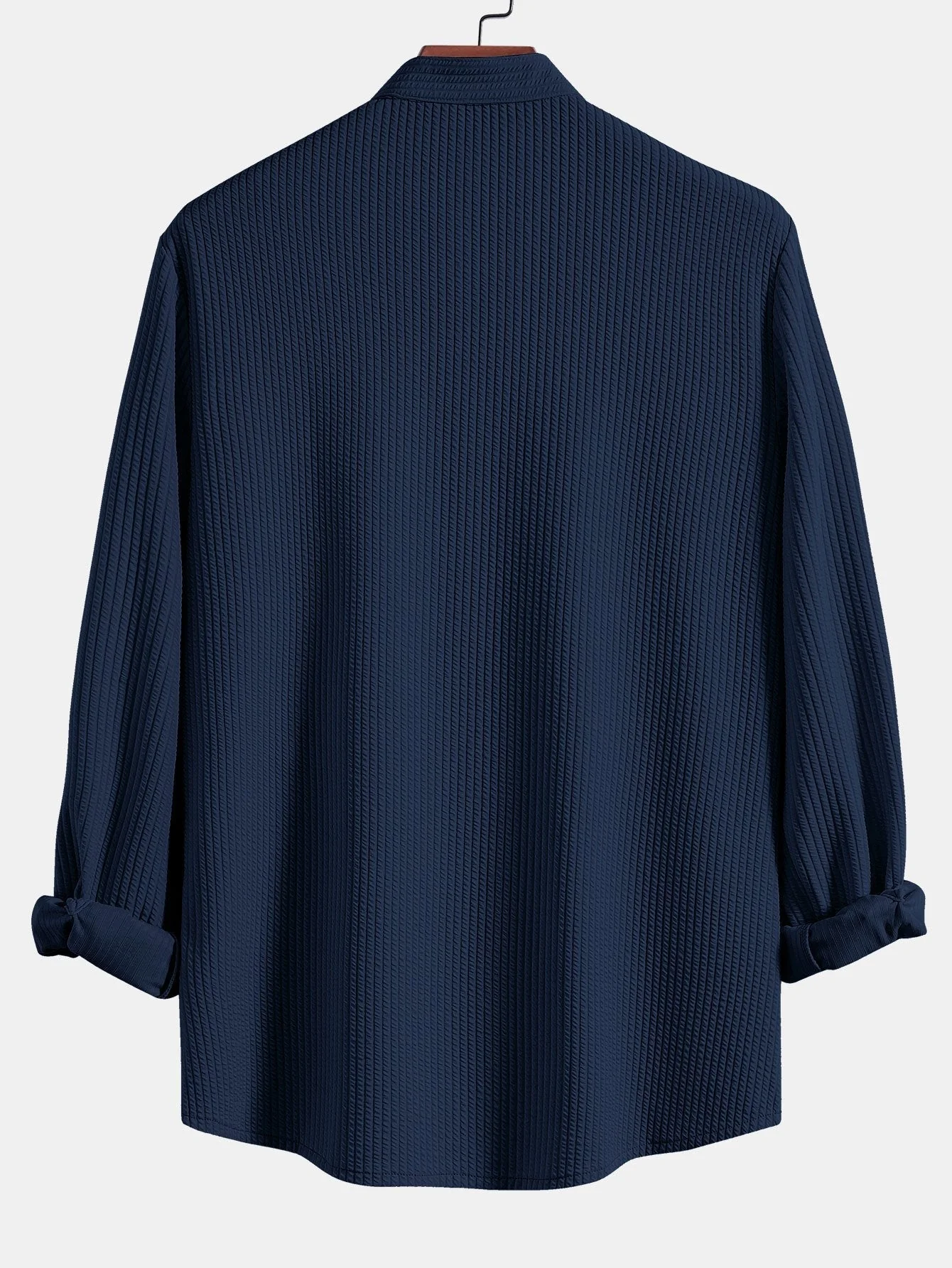 Alexandre® | Long Sleeve Muscle Fit Ribbed Stand Collar Shirt - Image 10