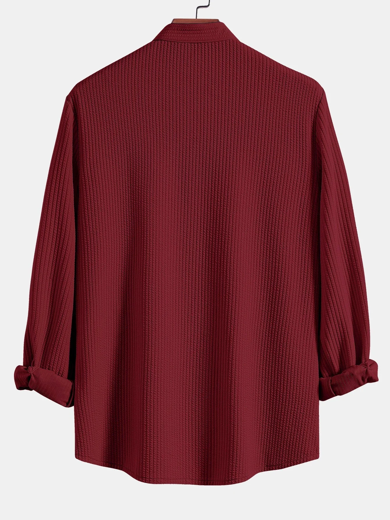 Alexandre® | Long Sleeve Muscle Fit Ribbed Stand Collar Shirt - Image 12