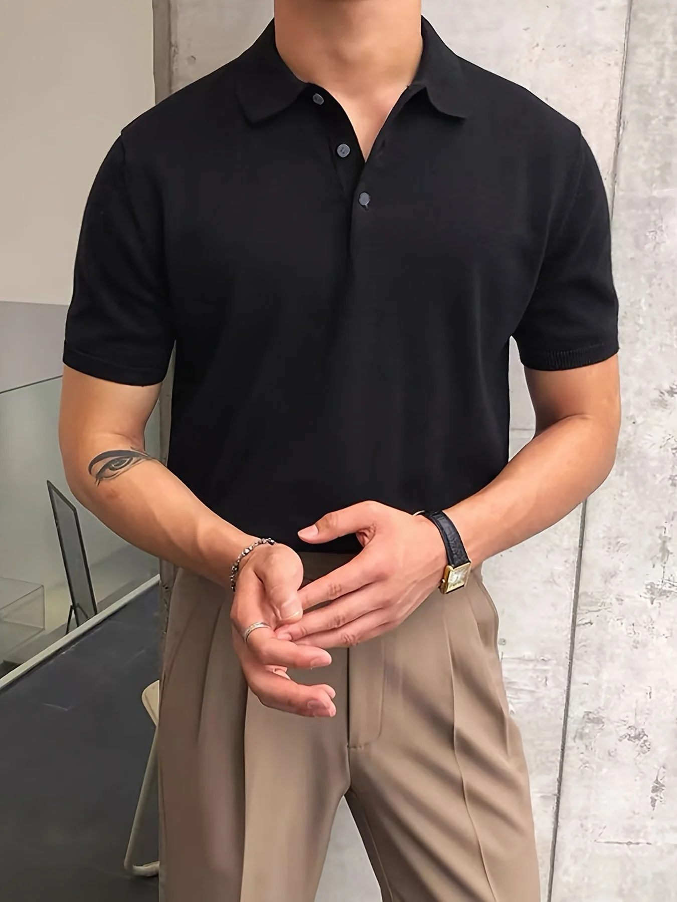 Alexei | Fitted Knit Polo – Old Money Shirts for Men - Image 4