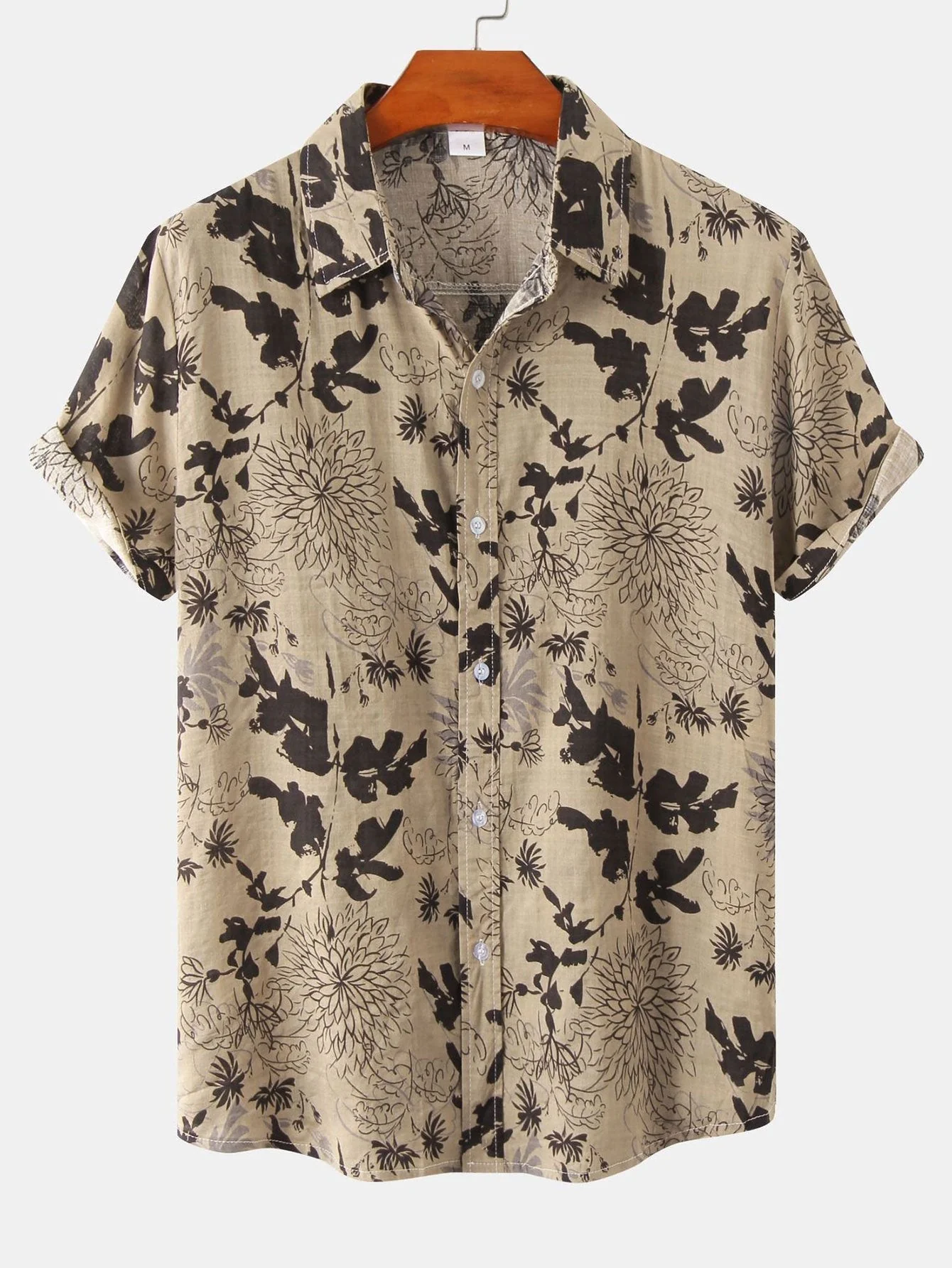Alfonse® | Ink Floral Print Button Up Shirt