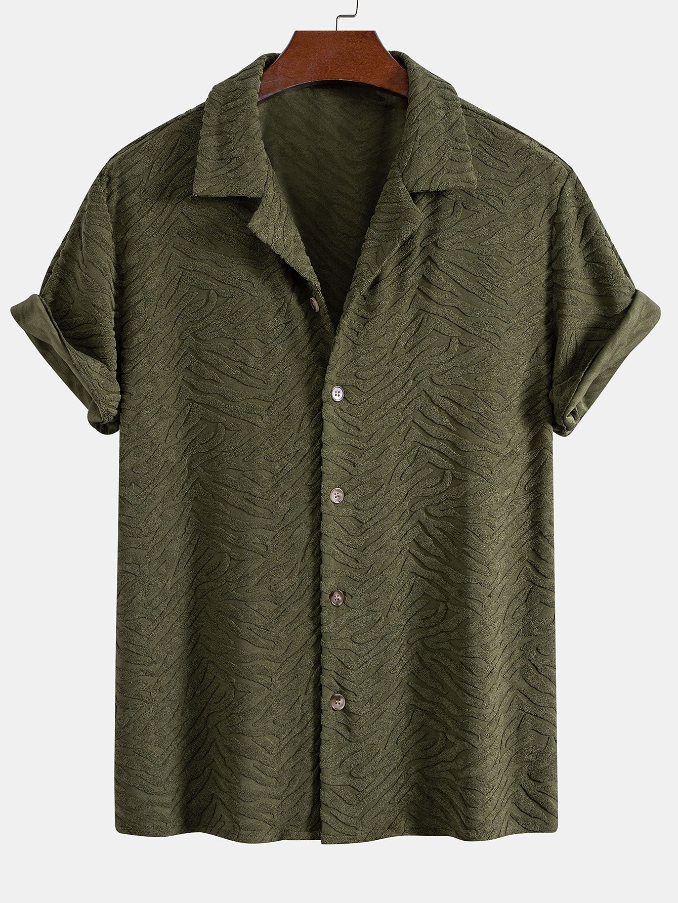 Alfread® | Animal Texture Terry Cuban Shirt & Straight Leg Linen Pants - Image 4