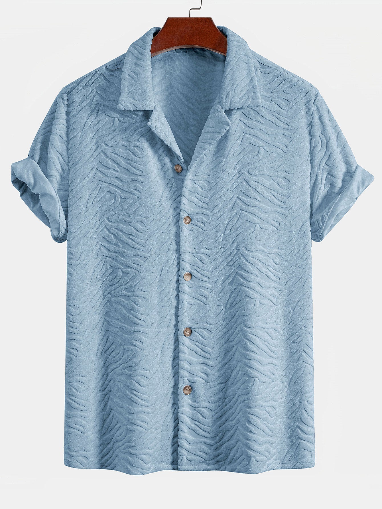 Alfread® | Animal Texture Terry Cuban Shirt & Straight Leg Linen Pants - Image 8