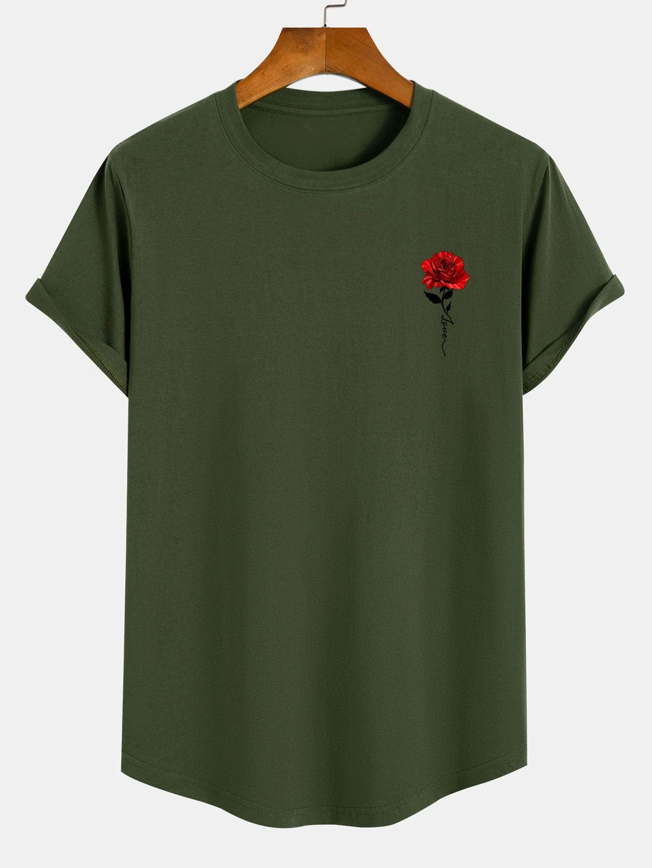 Alfred® | Rose Print Cotton Arc Hem T-Shirt - Image 3